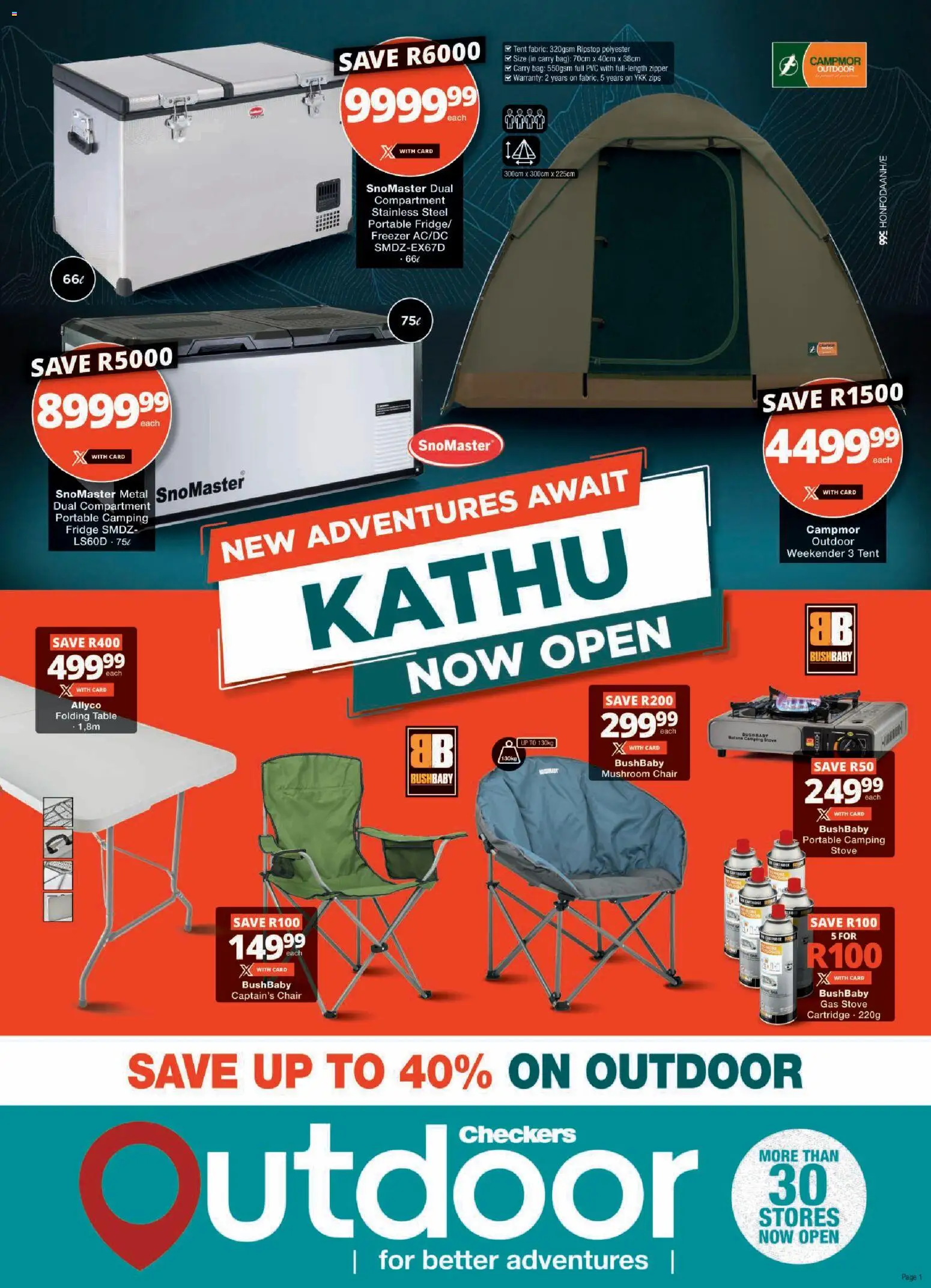 Preview of Checkers flyer valid from 21/05/2026 - Fridge, Gas stove, Bag, Chair, Stove, Tent, Freezer, Table