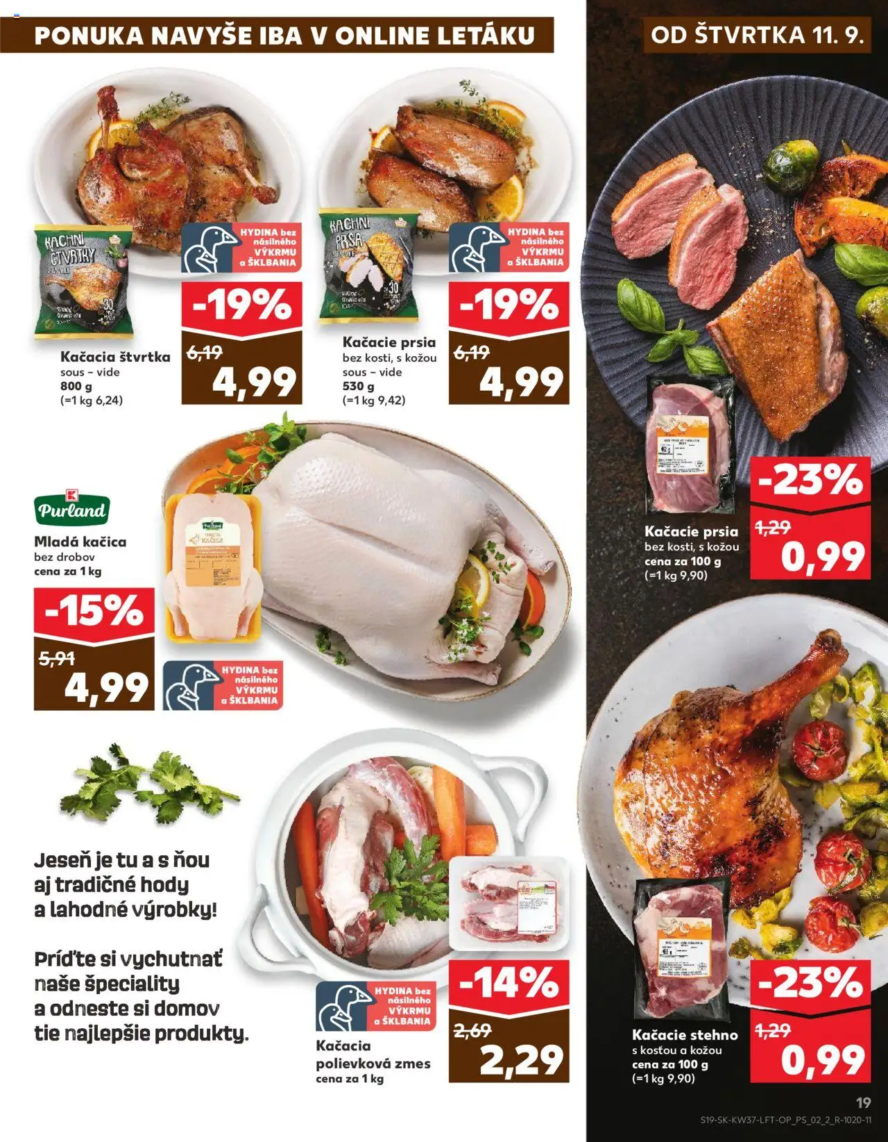 Náhľad Kaufland letáku platného od 11.09.2025 - Kačacie prsia, Kačica