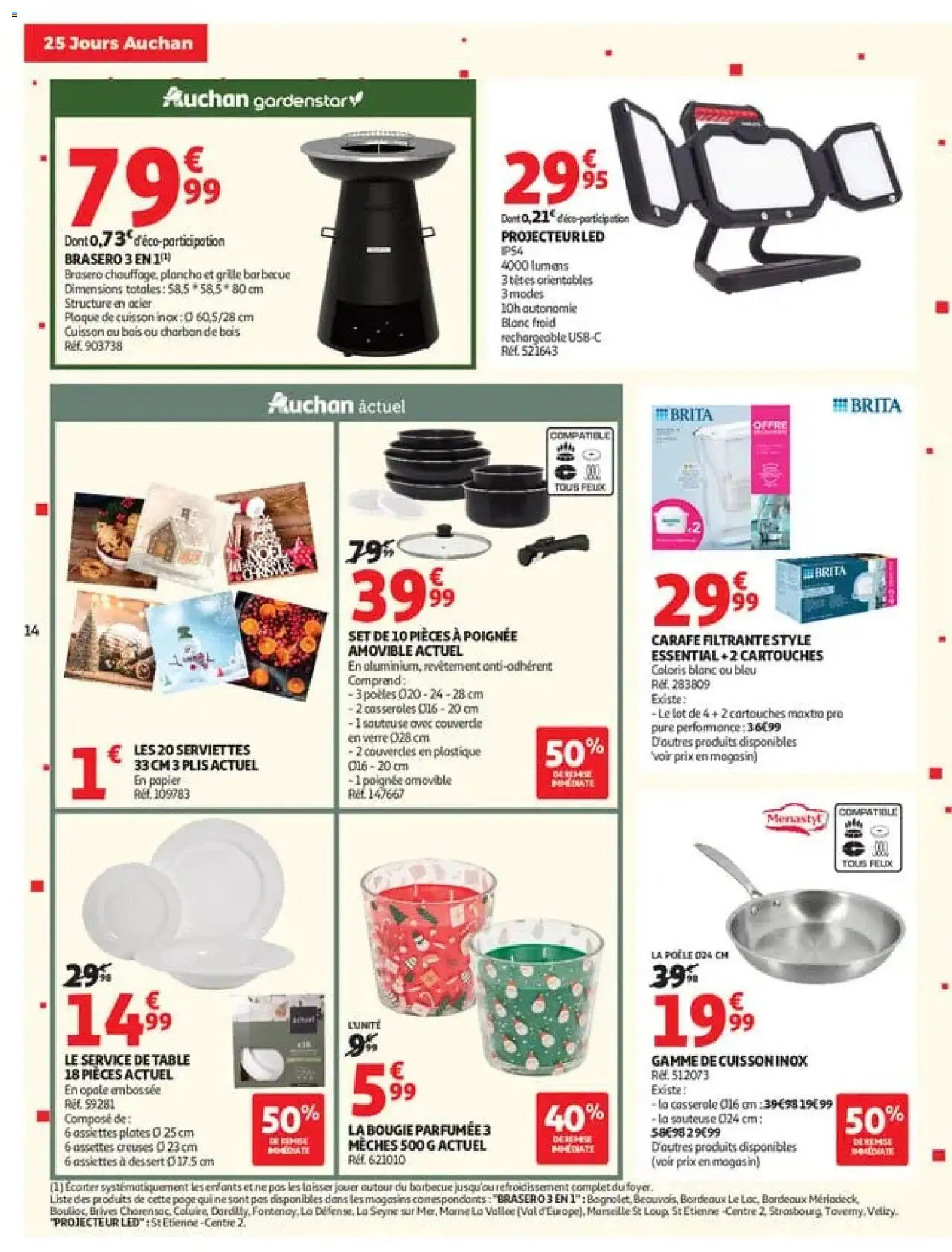 Prévisualisation de Auchan 25 jours 2 hypers du magasin Auchan formulaire valide 03/11/2026 - Barbecue, Brasero, Table, Casserole, Charbon De Bois, Carafe, Assiettes plates, Bougie parfumee