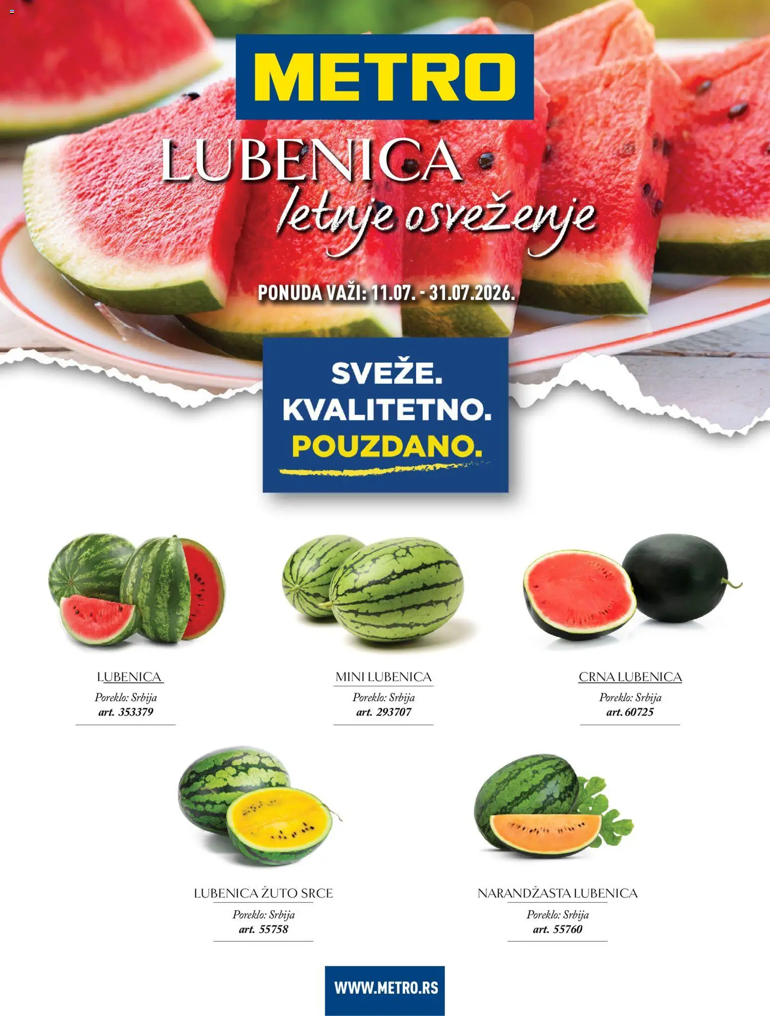 Pregled Metro kataloga - važi od 11.07.2026 - Lubenica