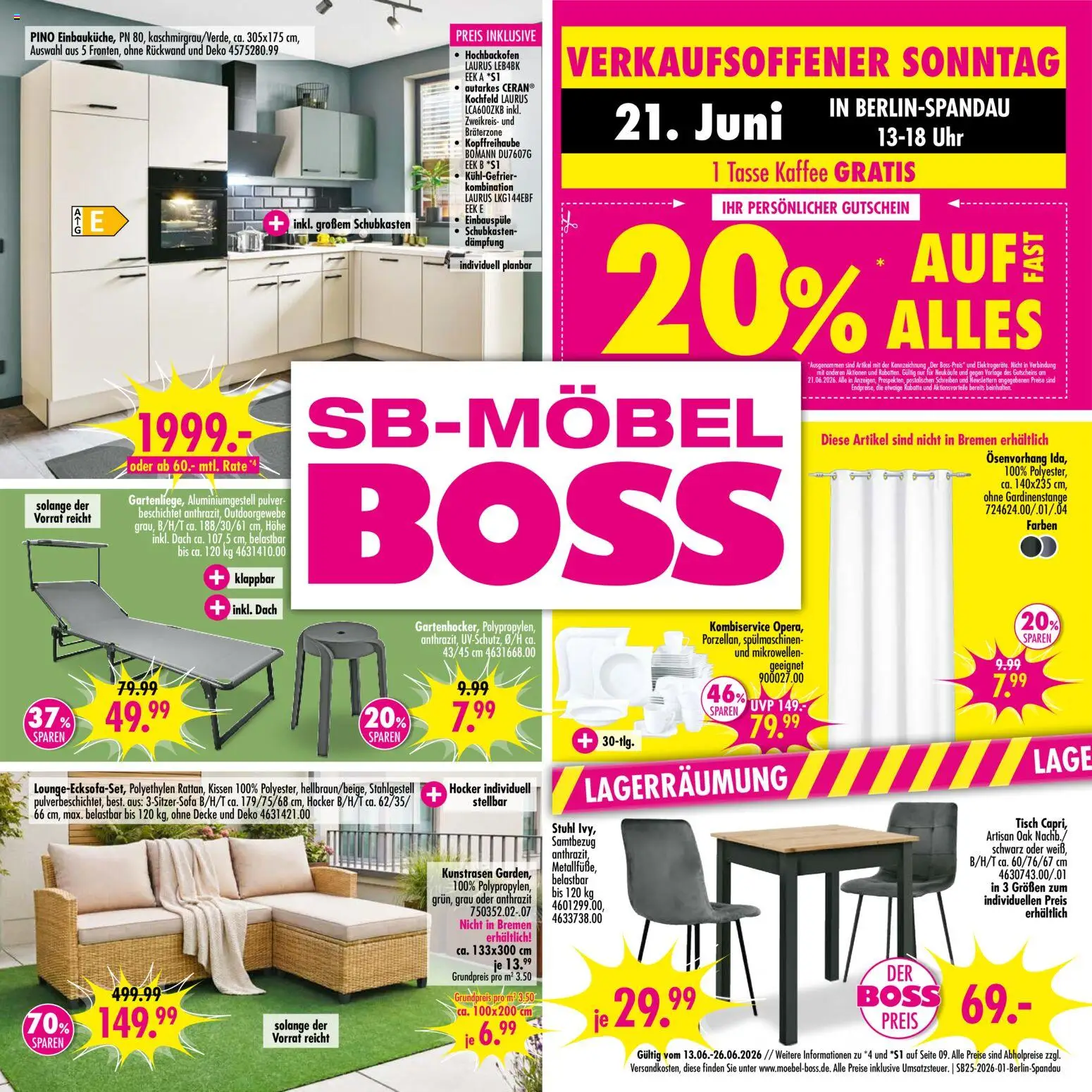 Vorschau von dem Prospekt des Geschäftes SB Möbel Boss, gültig ab dem 13.06.2026