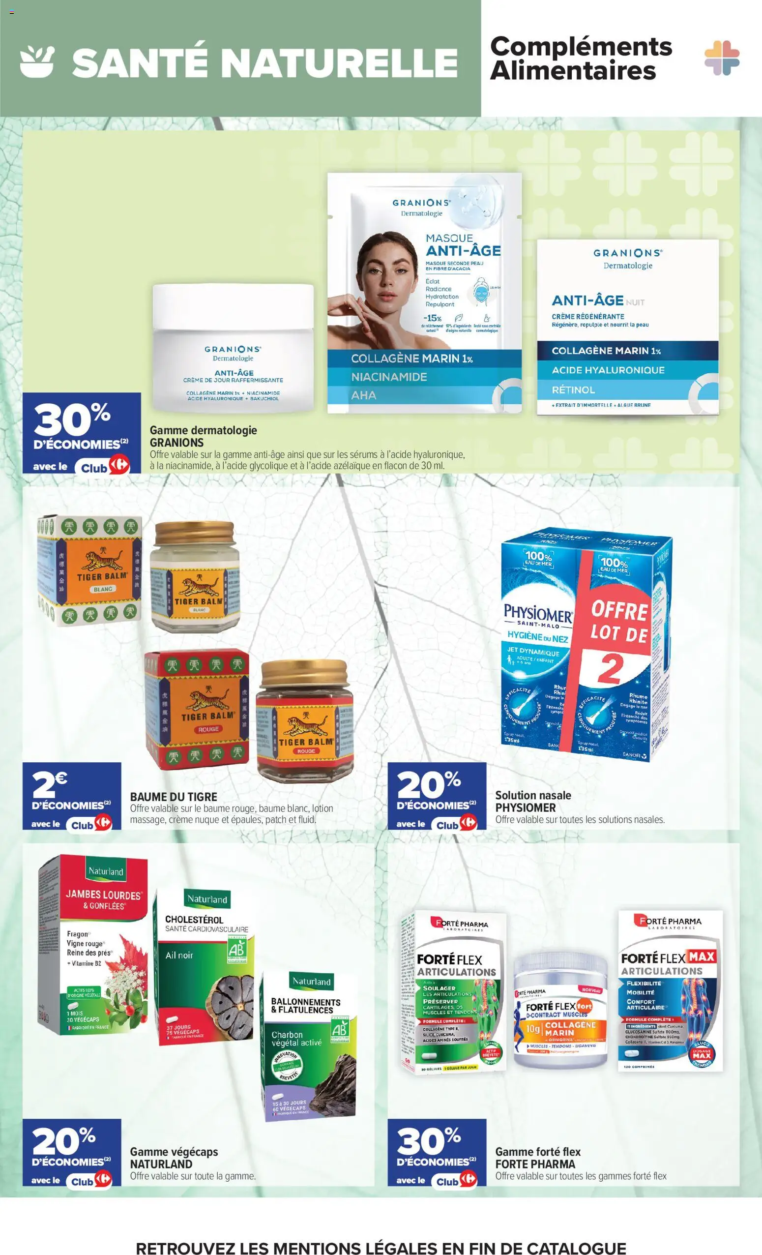 Prévisualisation de Carrefour Parapharmacie, beauté, santé, bein-être du magasin Carrefour formulaire valide 25/08/2026 - Acide hyaluronique, Ail, Crème, Masque, Hygiène, Ingrédients, Crème de jour