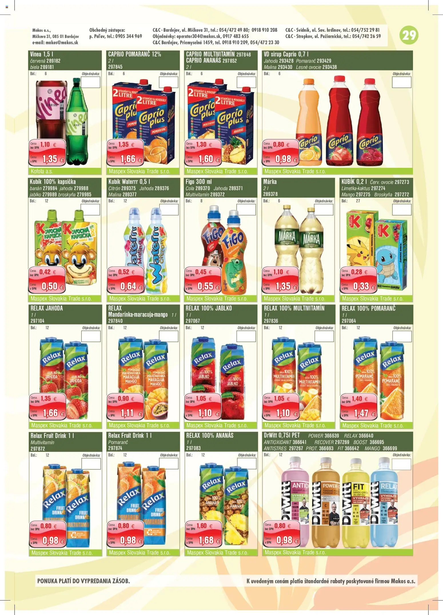 Náhľad Makos letáku platného od 02.11.2026 - Mango, Kofola, Ovocie, Sirup, Vinea, Multivitamín, Cola, Ananás
