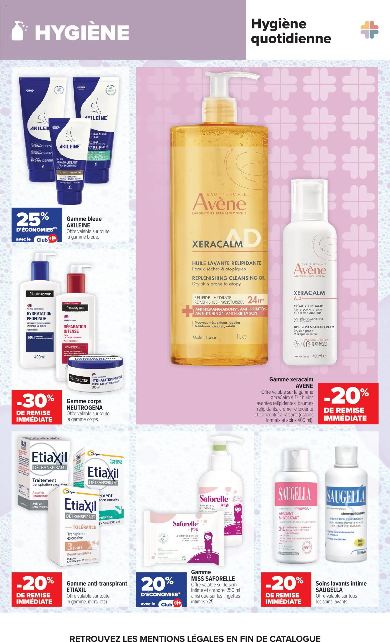 Prévisualisation de Carrefour Parapharmacie, beauté, santé, bein-être du magasin Carrefour formulaire valide 25/08/2026 - Body, Avène, Lait, Crème, Huile, Hygiène, Eau thermale, Alcool