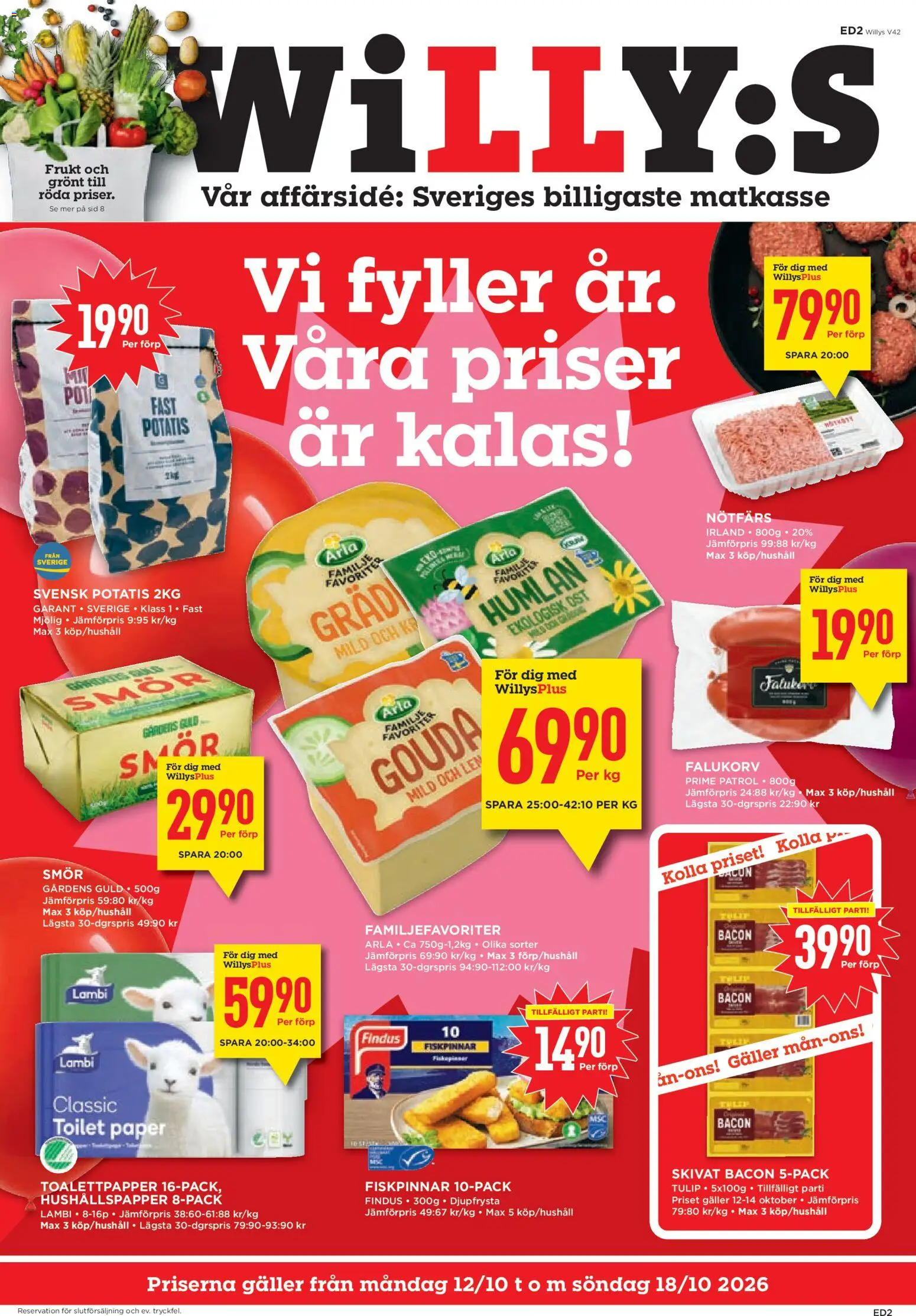 Förhandsgranska reklamblad Willys erbjudanden från butik Willys gäller från 12/10/2026