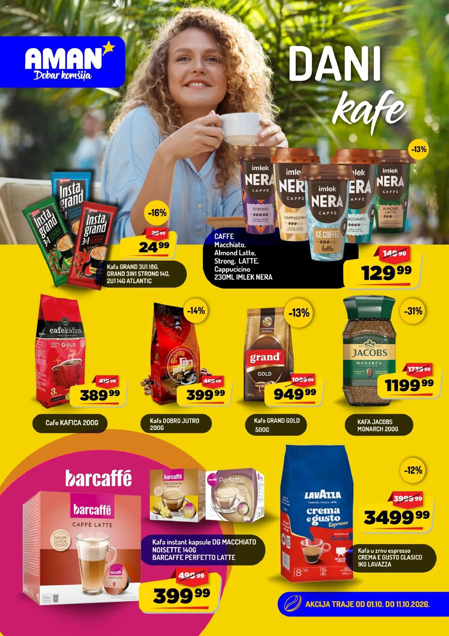 Pregled Aman kataloga - važi od 01.10.2026 - Kafa, Nescafé, Lavazza, Kafa u zrnu, Kapsule, Barcaffé
