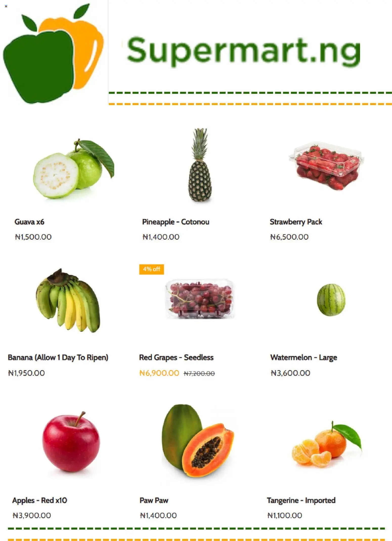 Preview of Supermart Supermart - Catalogue valid 01/10/2026 - Apples, Grapes, Pineapple, Watermelon, Seedless watermelon
