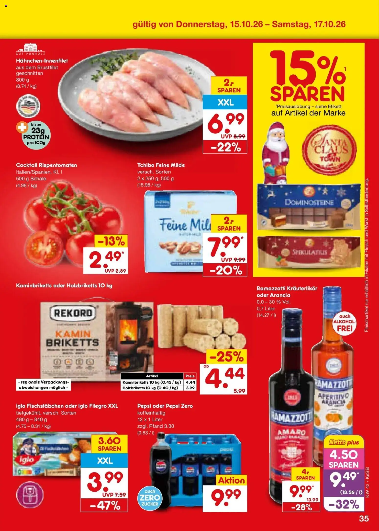 Vorschau von dem Prospekt des Geschäftes Netto Marken-Discount, gültig ab dem 12.10.2026 - Wurst, Alkohol, Kamin, Fleisch, Ramazzotti, Pepsi, Iglo, Fischstabchen