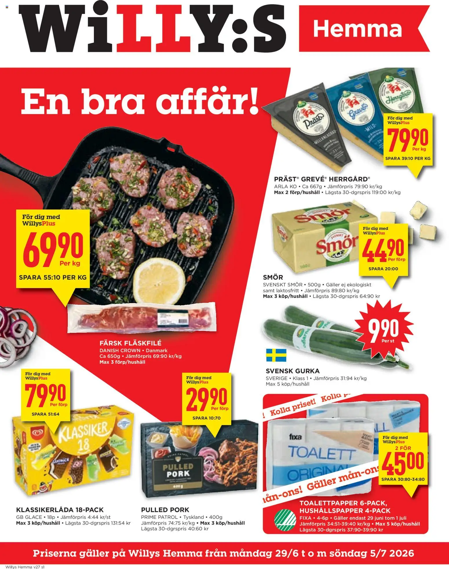 Förhandsgranska reklamblad Willys erbjudanden Hemma från butik Willys gäller från 29/06/2026