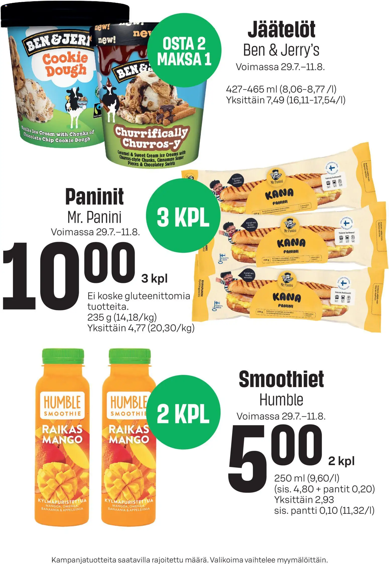 Kaupan Sale Sale tarjoukset ilmoitukset esikatselu, voimassa 29/07/2026 - Mango, Smoothie, Kana