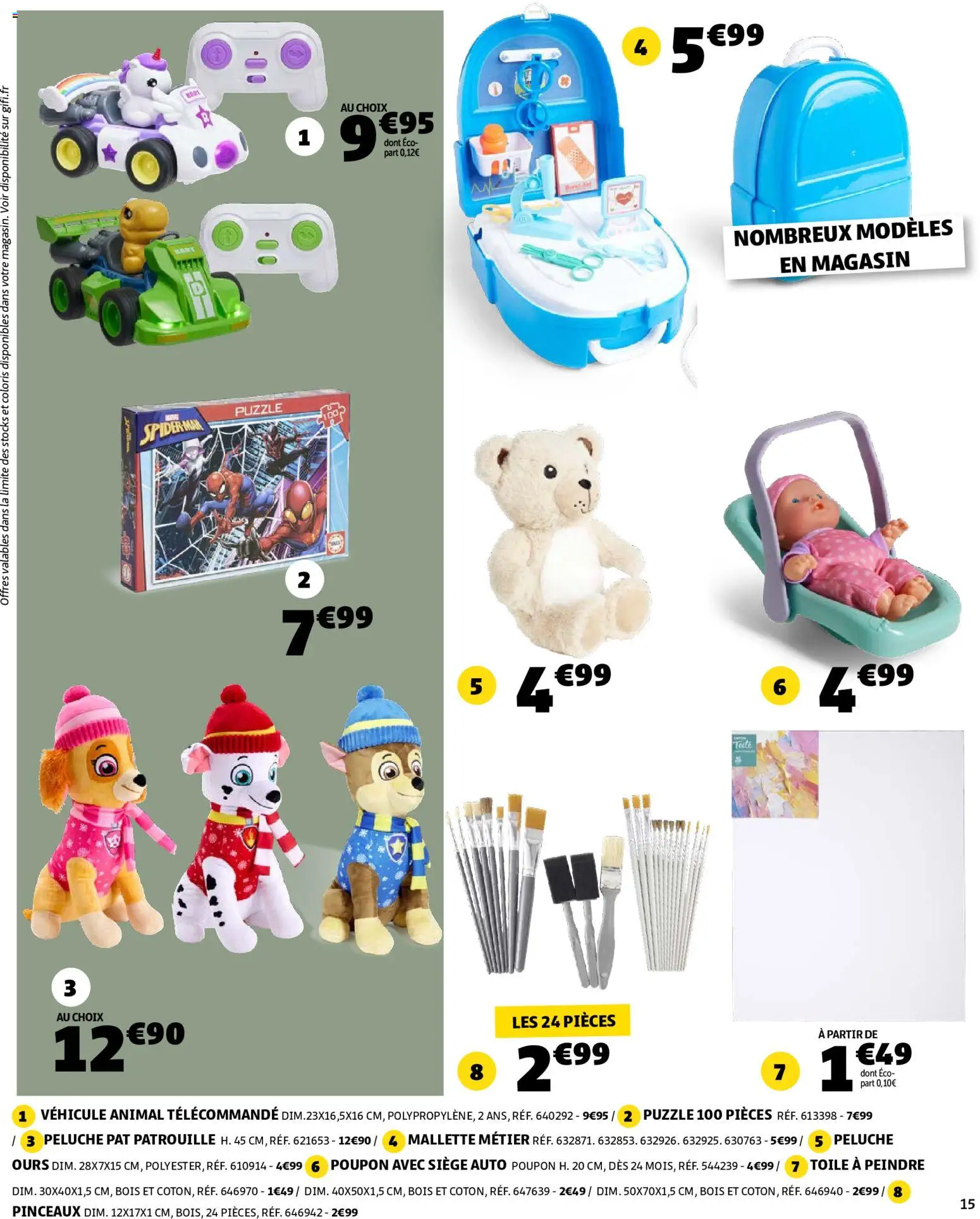 Prévisualisation de GiFi catalogue du magasin GiFi formulaire valide 01/09/2026 - Pat Patrouille, Télécommande, Siège auto, Peluche, Pinceaux, Peluche ours