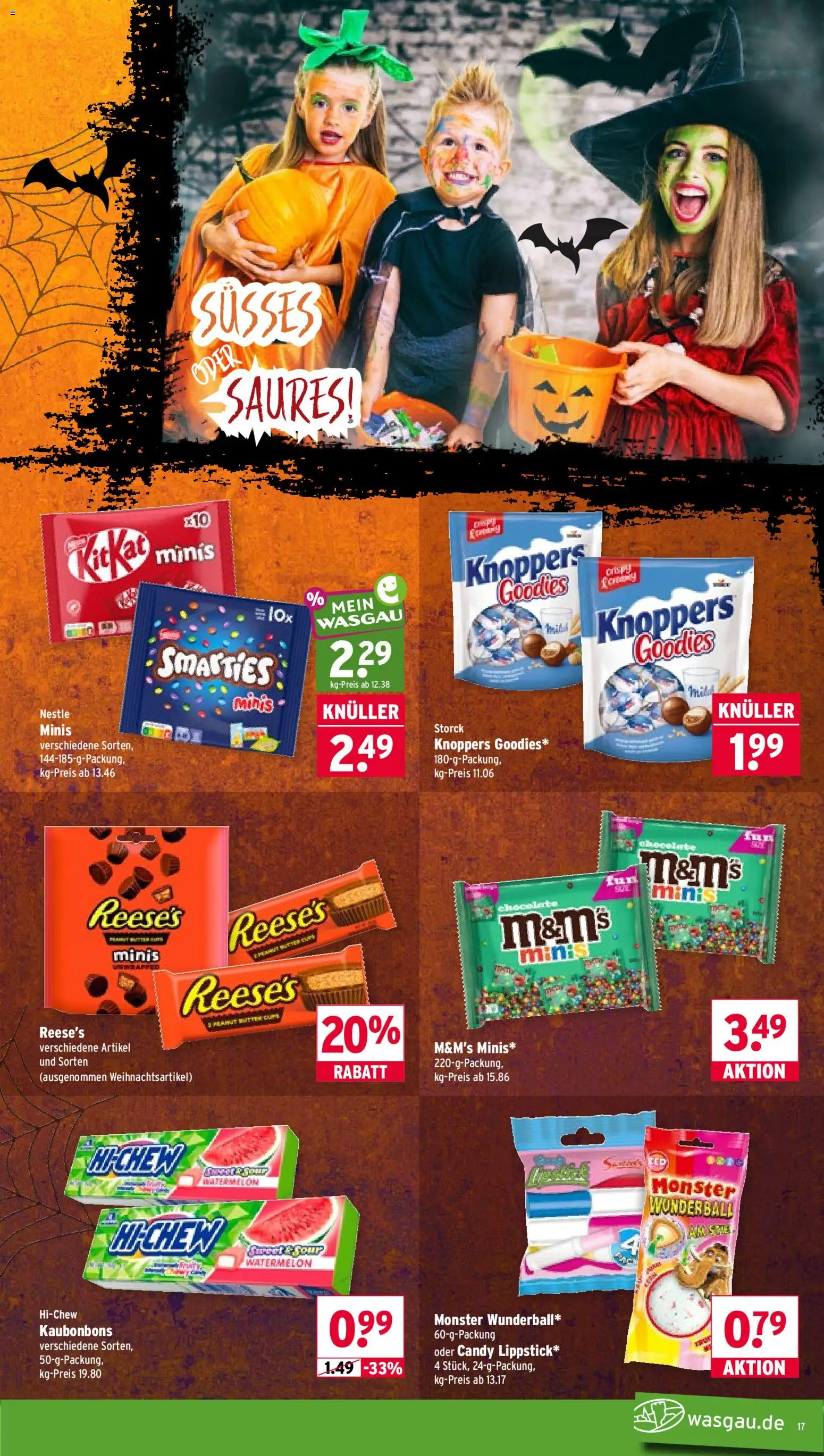 Vorschau von dem Prospekt des Geschäftes Wasgau, gültig ab dem 26.10.2026 - Monster, Knoppers, Smarties, M&M's