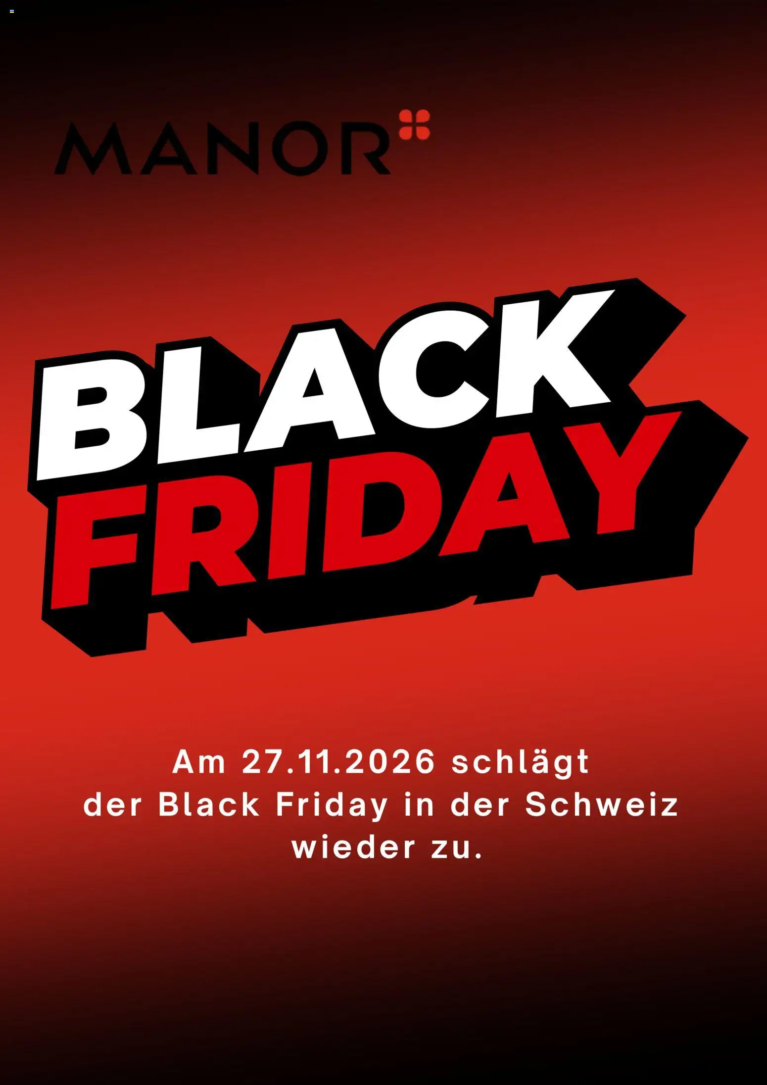 Vorschau des Merkblatts Manor Black Friday Vorankündigung vom Shop Manor gültig von 23.10.2026 bis 