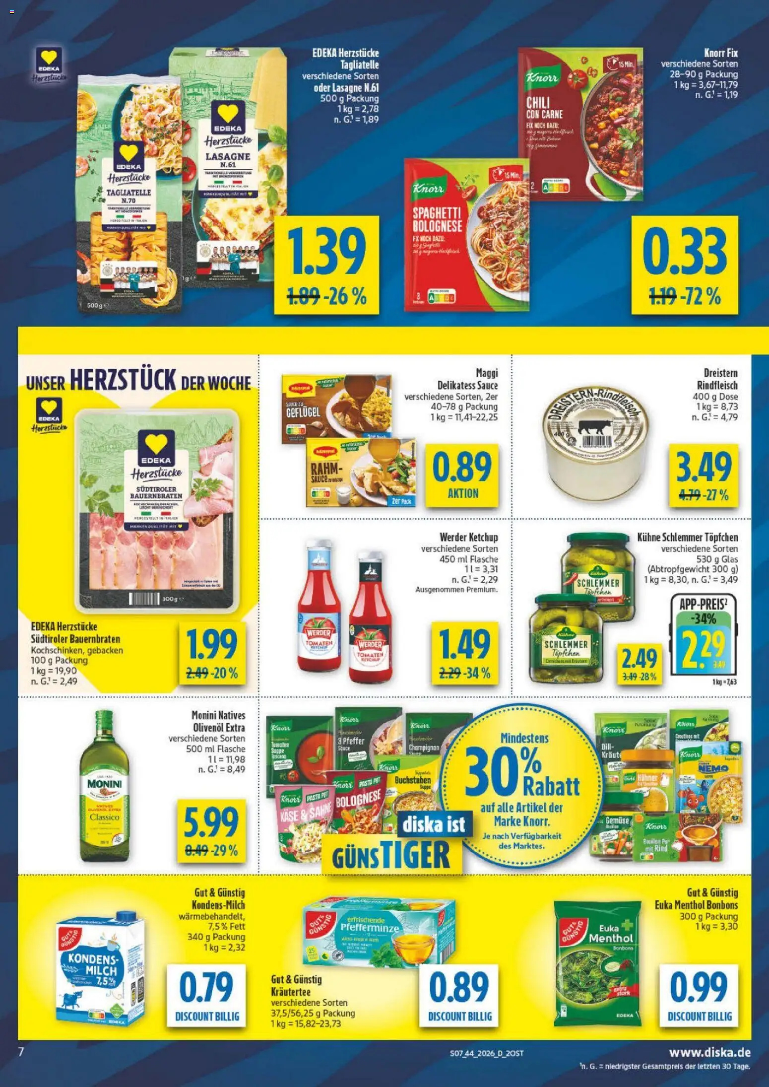 Vorschau von dem Prospekt des Geschäftes Diska, gültig ab dem 26.10.2026 - Gemüse, Maggi, Chili, Rindfleisch, Ketchup, Knorr fix, Kraut, Kräutertee