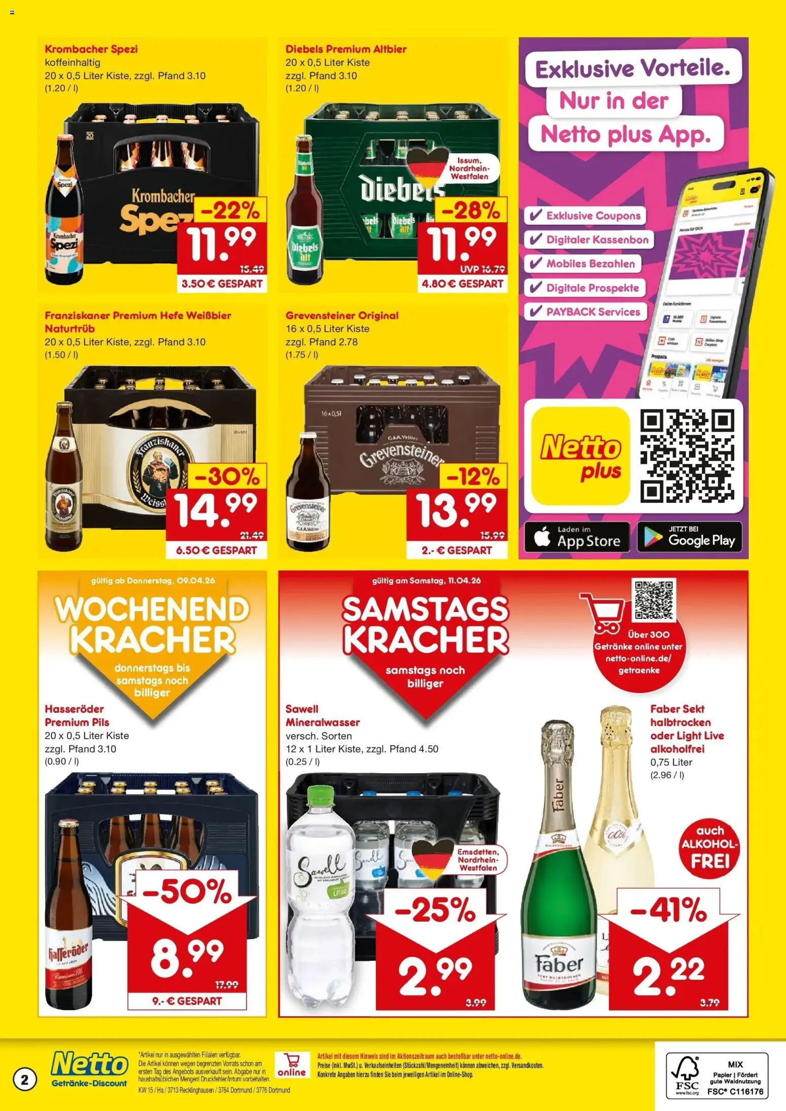 Vorschau von dem Prospekt des Geschäftes Netto Marken-Discount, gültig ab dem 07.04.2026 - Mineralwasser, Alkohol, Krombacher, Veltins, Sekt, Weißbier, Diebels, Hefe weissbier