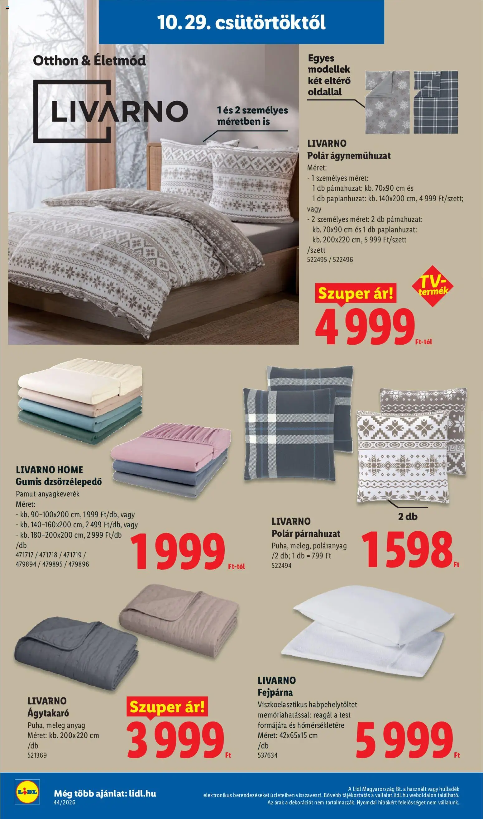 Lidl - Lidl Nonfood kínálatunk megtekintése, amely érvényes 2026.10.29.-től - Ágyneműhuzat, Ágytakaró, Párnahuzat, Livarno Home