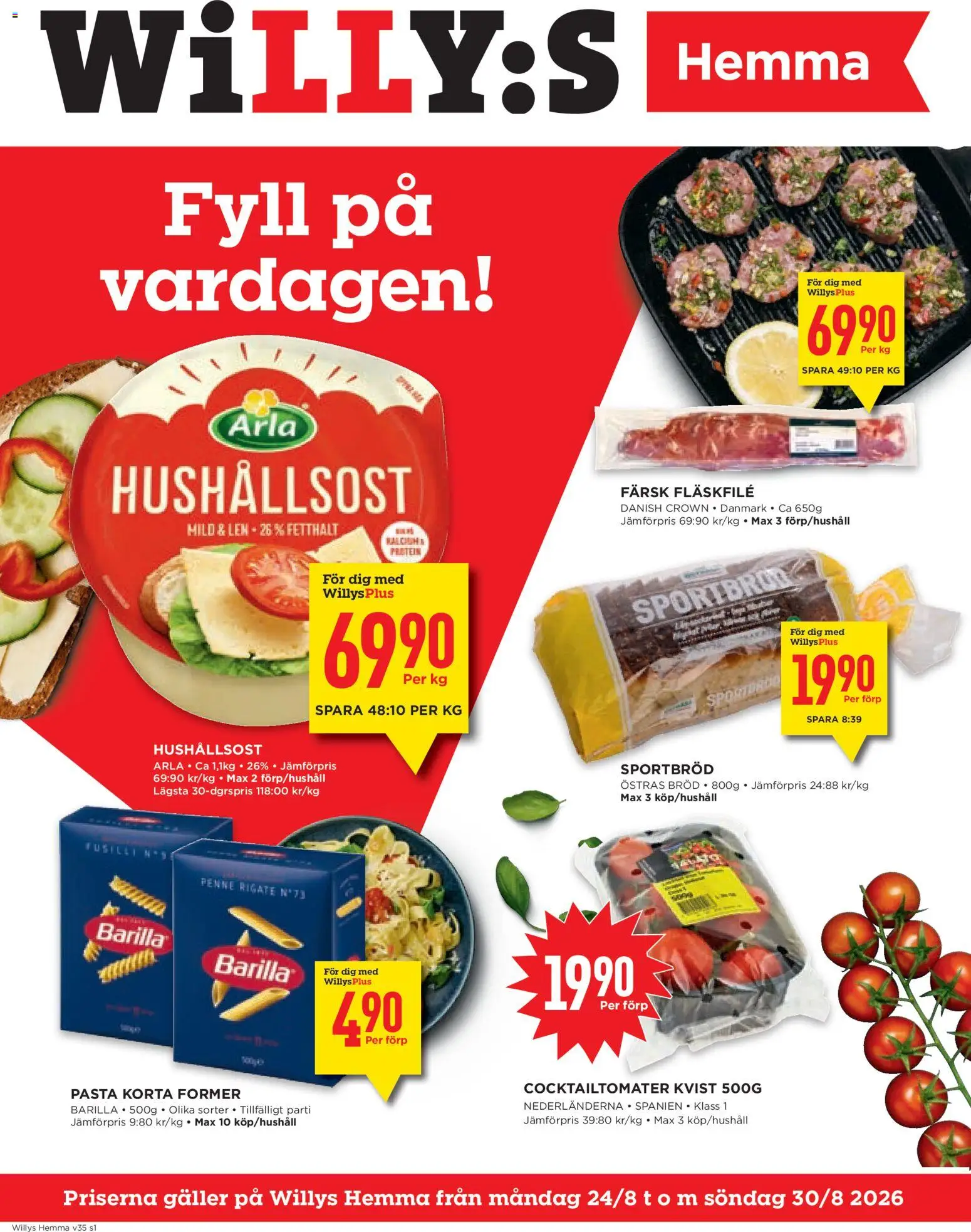 Förhandsgranska reklamblad Willys erbjudanden Hemma från butik Willys gäller från 24/08/2026