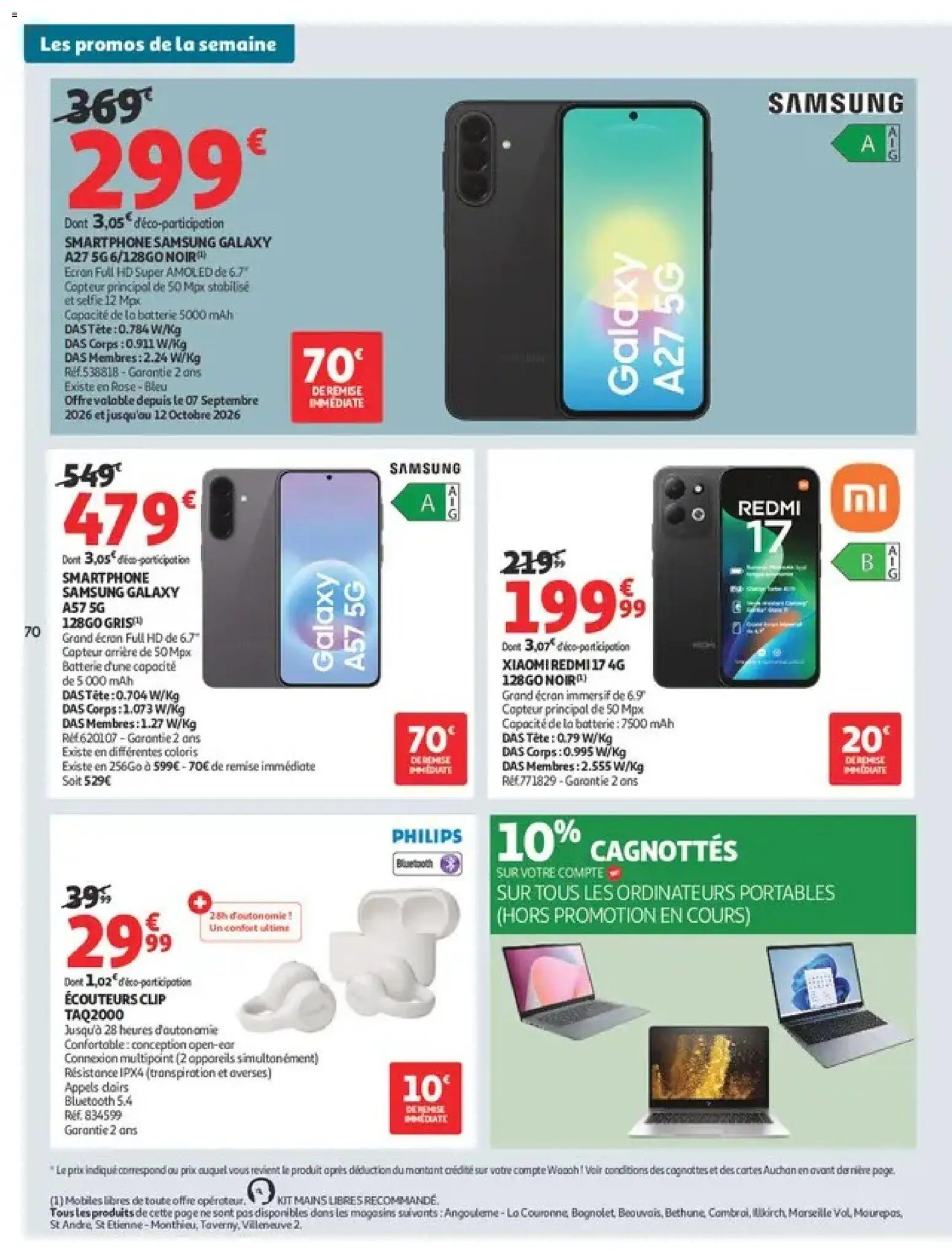 Prévisualisation de Auchan Ménage rentrée hypers du magasin Auchan formulaire valide 08/09/2026 - Smartphone, Batterie, Écouteurs