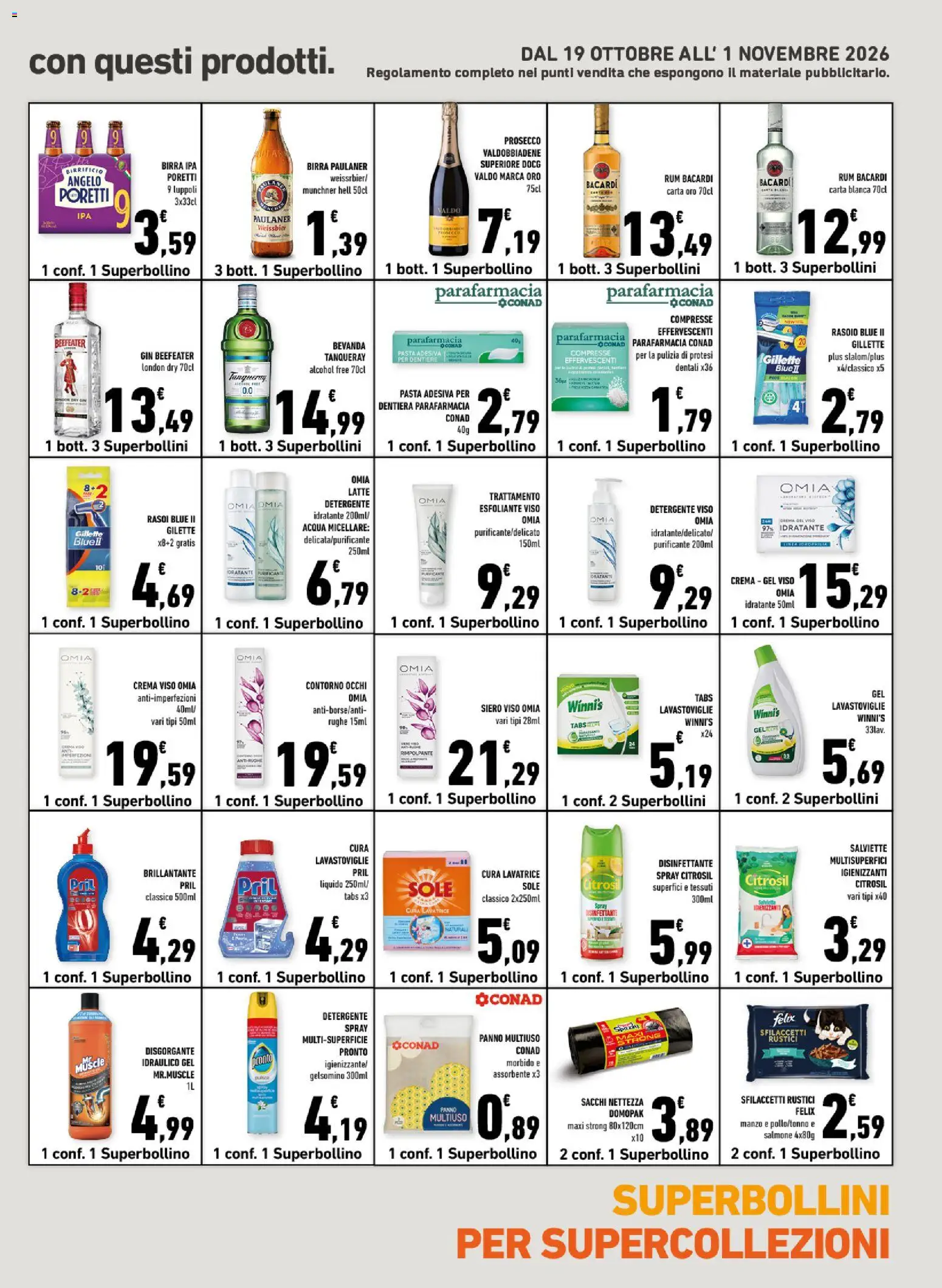 Anteprima dell'opuscolo Conad volantino City Sicilia dal negozio Conad valido da 21/10/2026 - Acqua, Lavatrice, Salmone, Manzo, Rasoio, Rustici, Gin Beefeater, Gel detergente