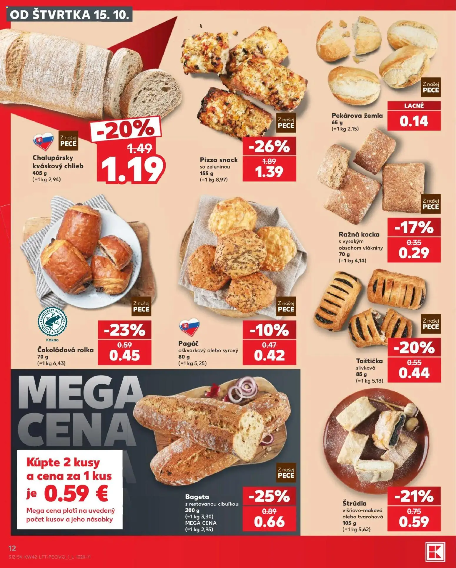 Náhľad Kaufland letáku platného od 15.10.2026 - Pizza, Chlieb, Kakao, Bageta