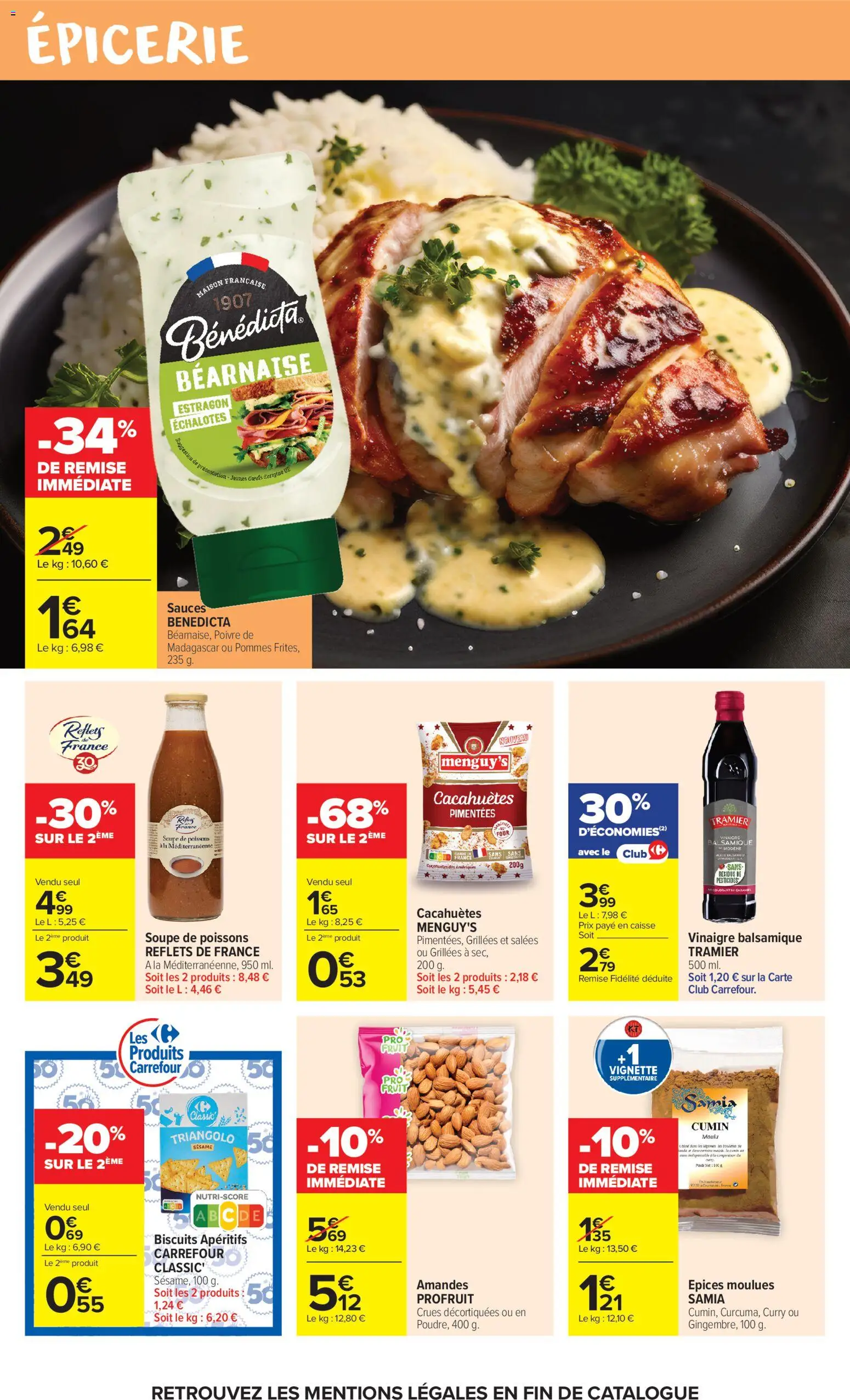 Prévisualisation de Carrefour Market catalogue du magasin Carrefour Market formulaire valide 27/10/2026 - Four, Curry, Biscuits, Cumin, Échalotes, Vinaigre balsamique, Soupe de poissons, Pommes