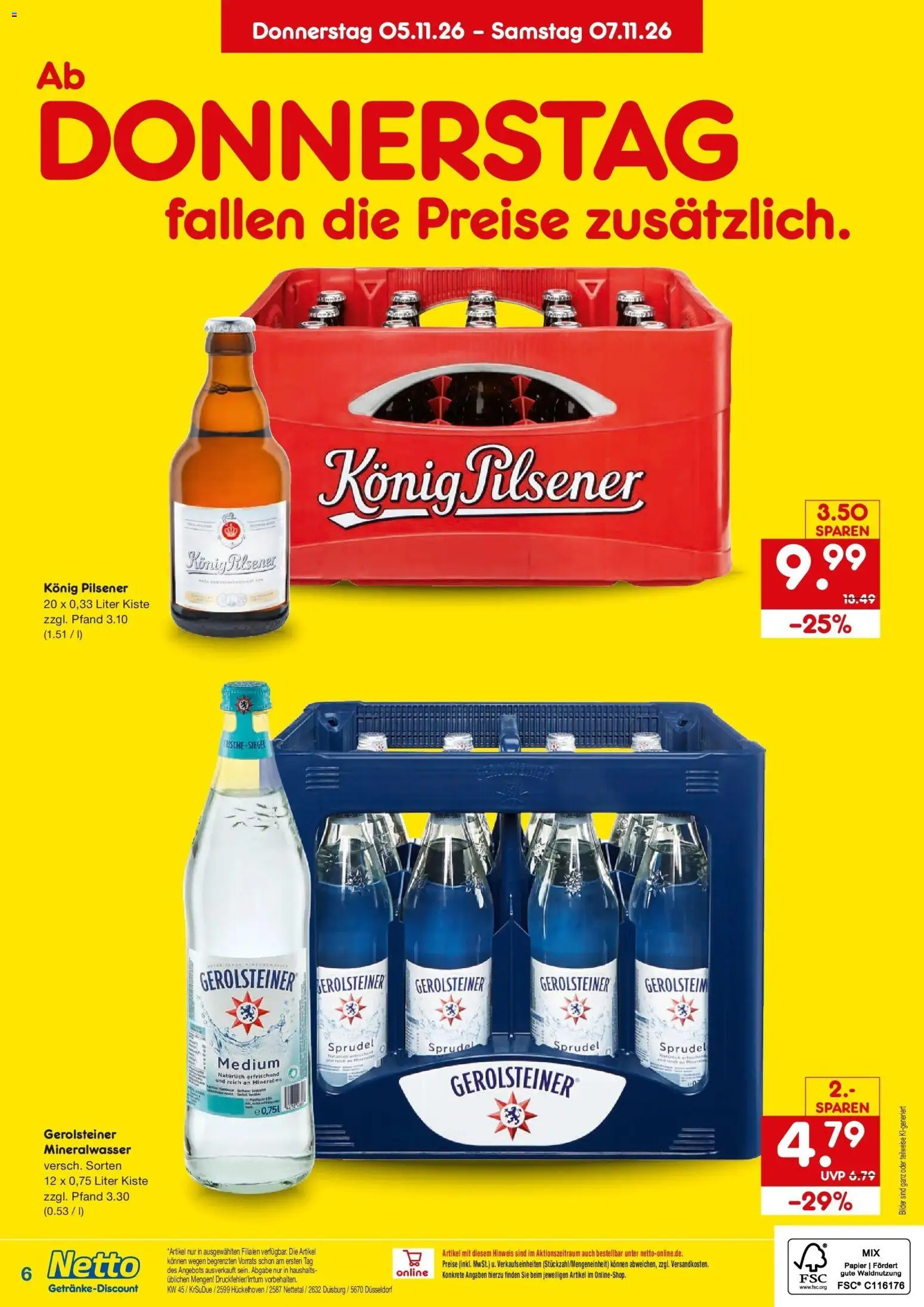Vorschau von dem Prospekt des Geschäftes Netto Marken-Discount, gültig ab dem 02.11.2026 - Bilder, Mineralwasser, Gerolsteiner, Konig pilsener