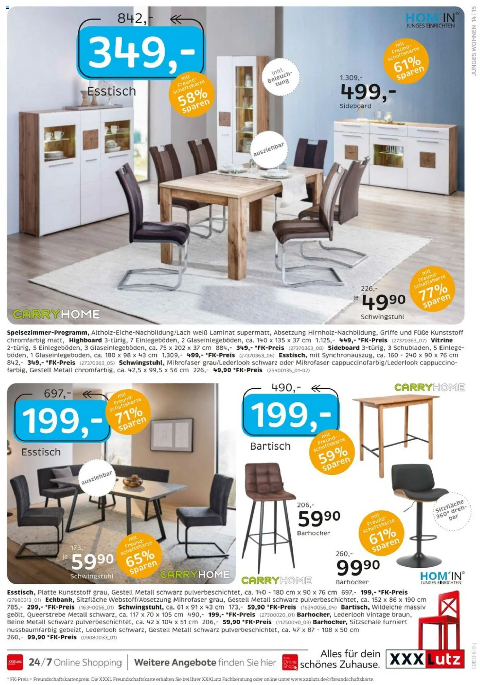 Vorschau von dem Prospekt des Geschäftes XXXLutz, gültig ab dem 24.10.2026 - Sideboard, Esstisch, Vitrine, Barhocker, HIghboard, Bartisch