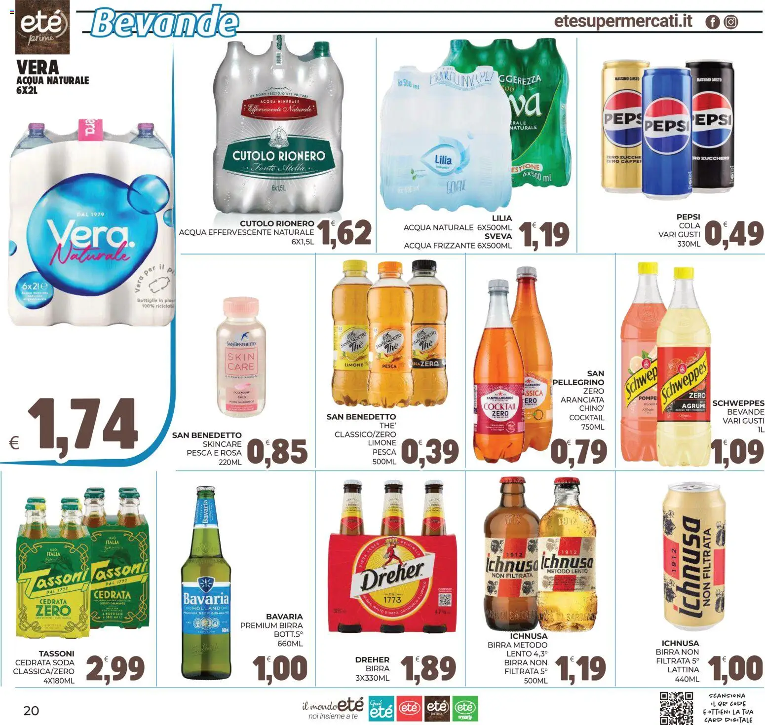 Anteprima dell'opuscolo Eté volantino Prime dal negozio Eté valido da 23/10/2026 - Cocktail, Zucchero, Limone, Pesca, Acqua minerale, Pepsi, Cedrata, Bevande