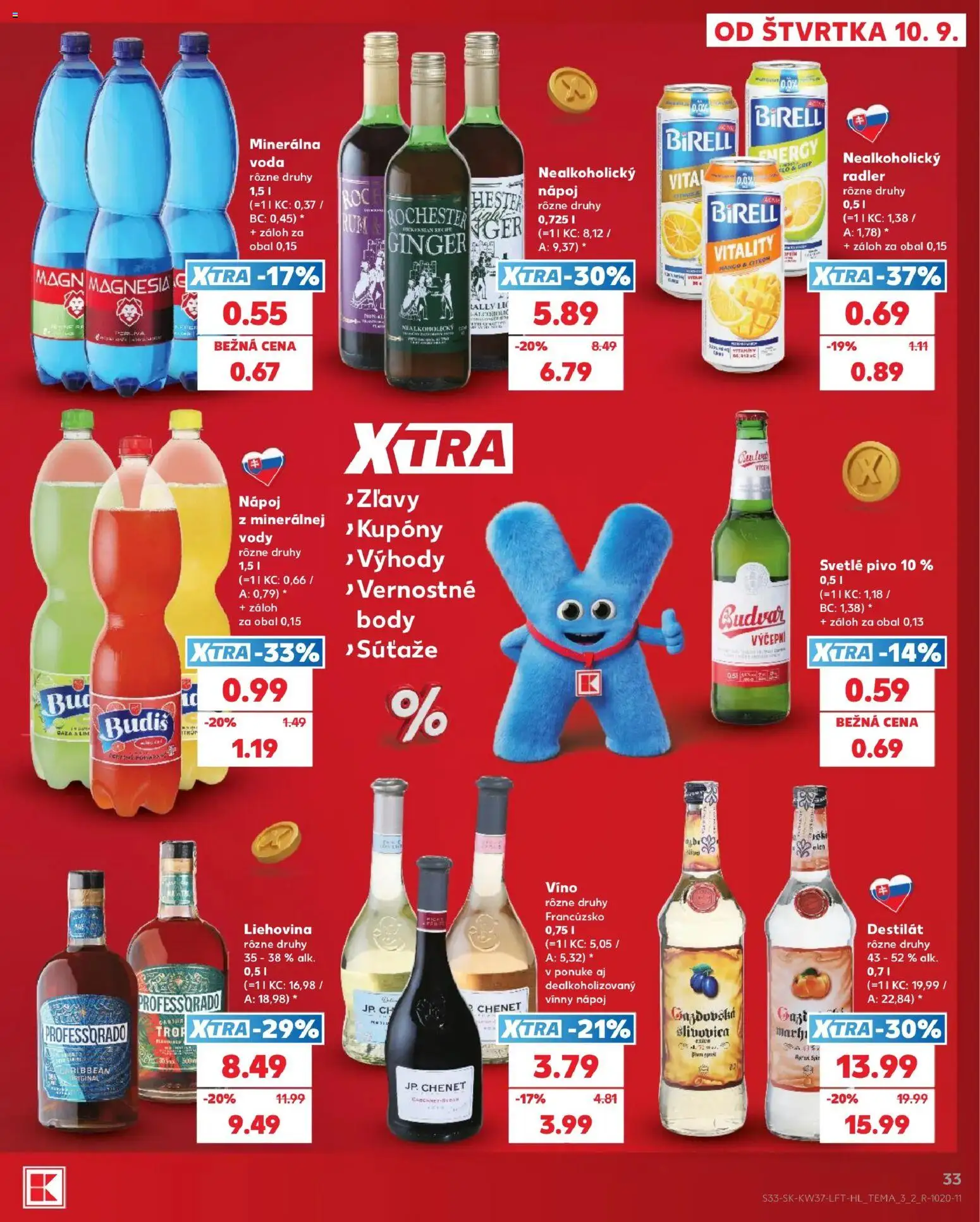 Náhľad Kaufland letáku platného od 10.09.2026 - Mango, Voda, Pivo, Víno, Slivovica, Birell, Magnesia, Destilát