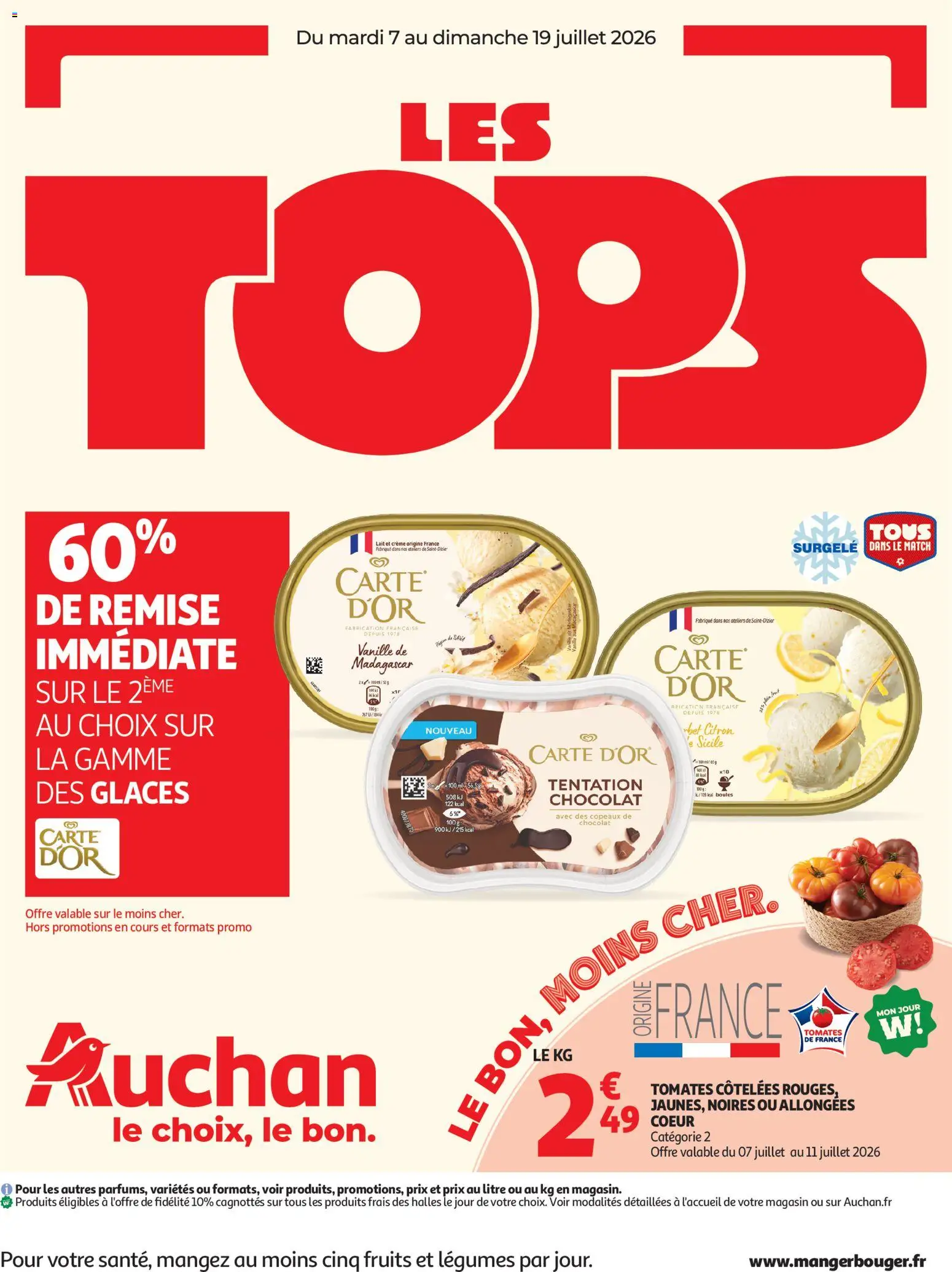 Voorbeeld van Auchan Tops, Halles hypers van winkel Auchan geldig vanaf 07/07/2026 - NOS, La, Crème, Vanille