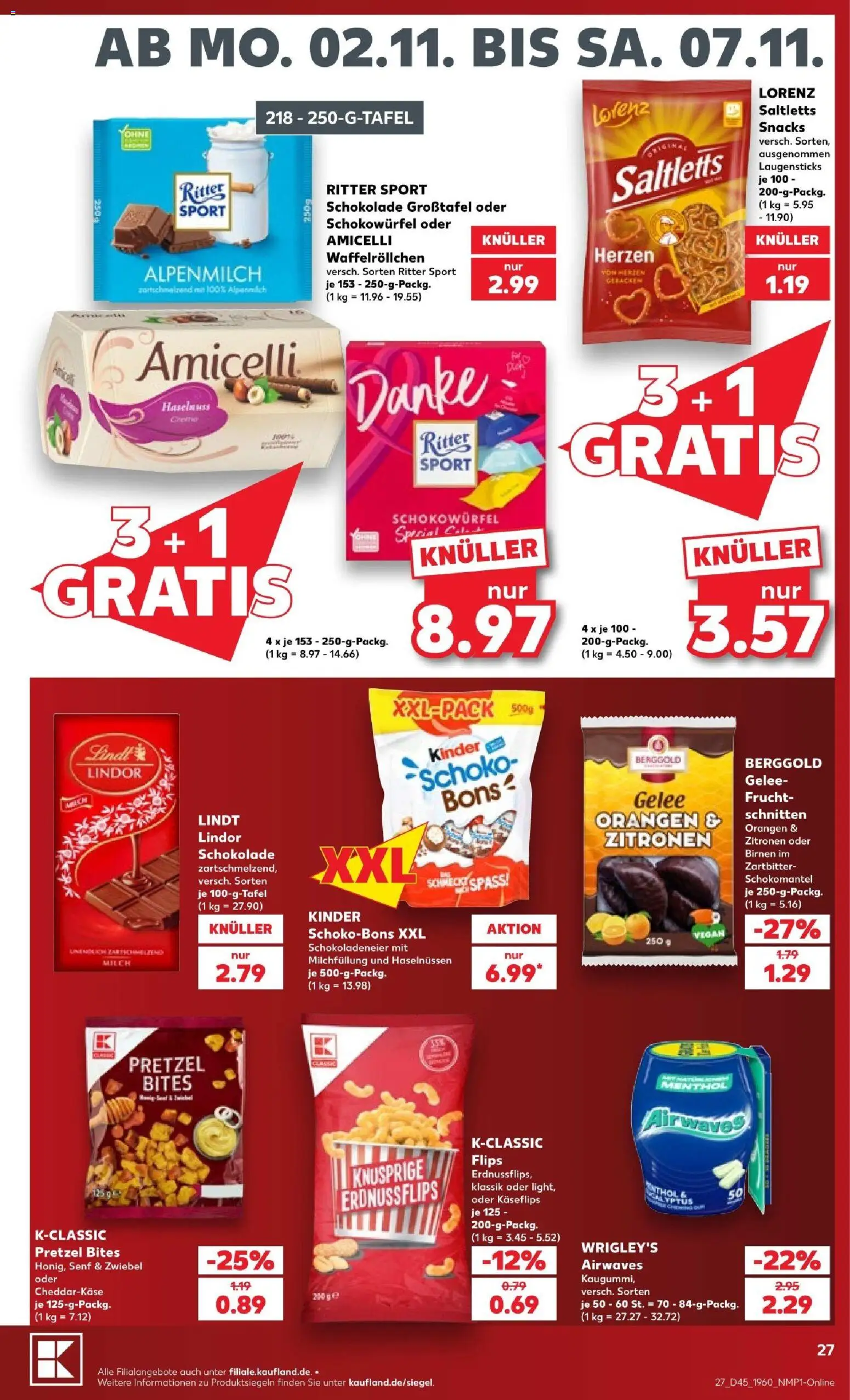 Vorschau von dem Prospekt des Geschäftes Kaufland, gültig ab dem 02.11.2026 - Schokolade, Lindt, Milch, Ritter sport, Zitronen, Orangen, Lindor