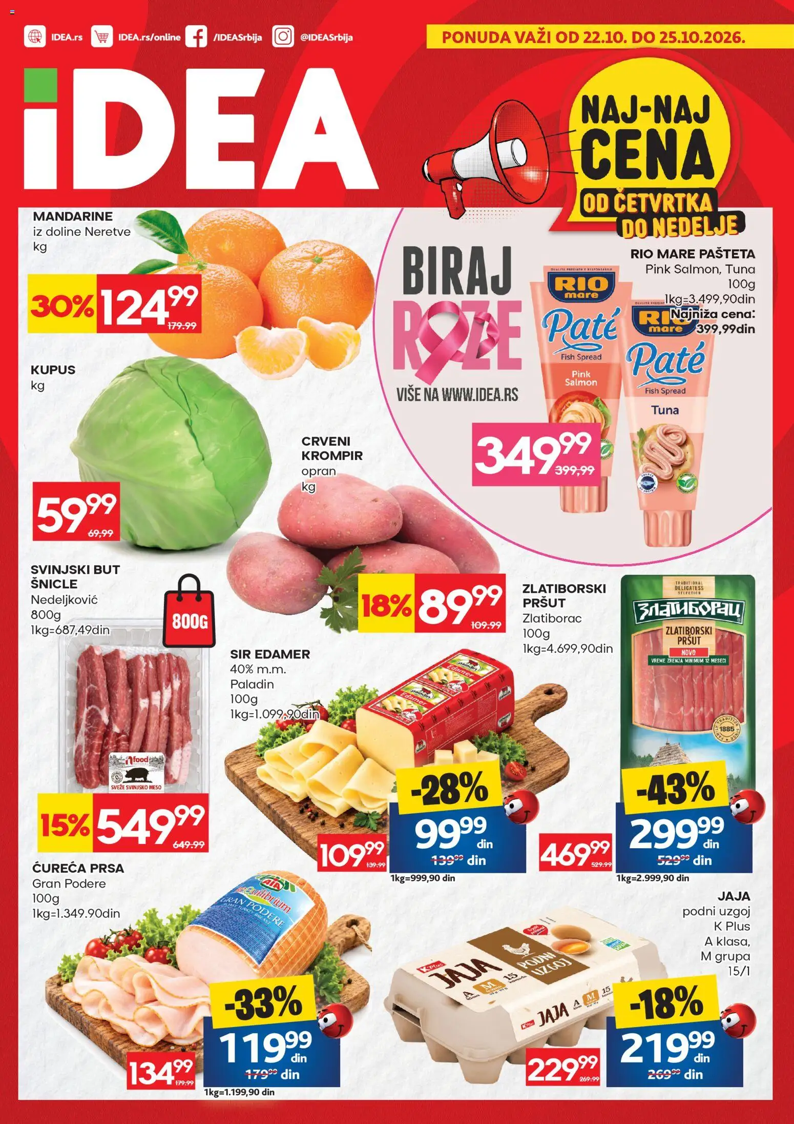 Pregled Idea kataloga - važi od 22.10.2026 - Kupus, Tuna, Meso, Sir, Pašteta, Pršut, Svinjsko meso, Ćureća prsa