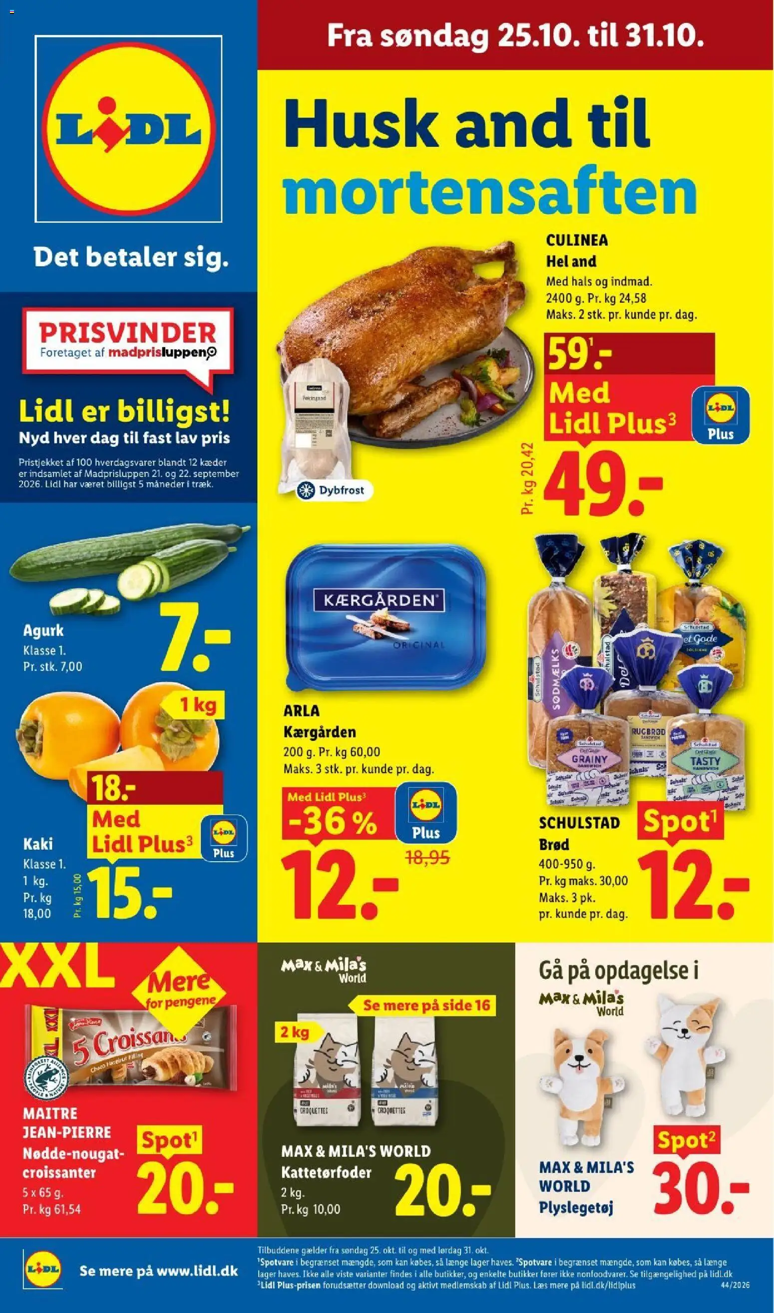 Eksempel på tilbudsavis Lidl - Tilbudsavis uge 43 fra butik Lidl gyldig fra 25/10/2026 - Brød, Rugbrød, Søm, Croissanter