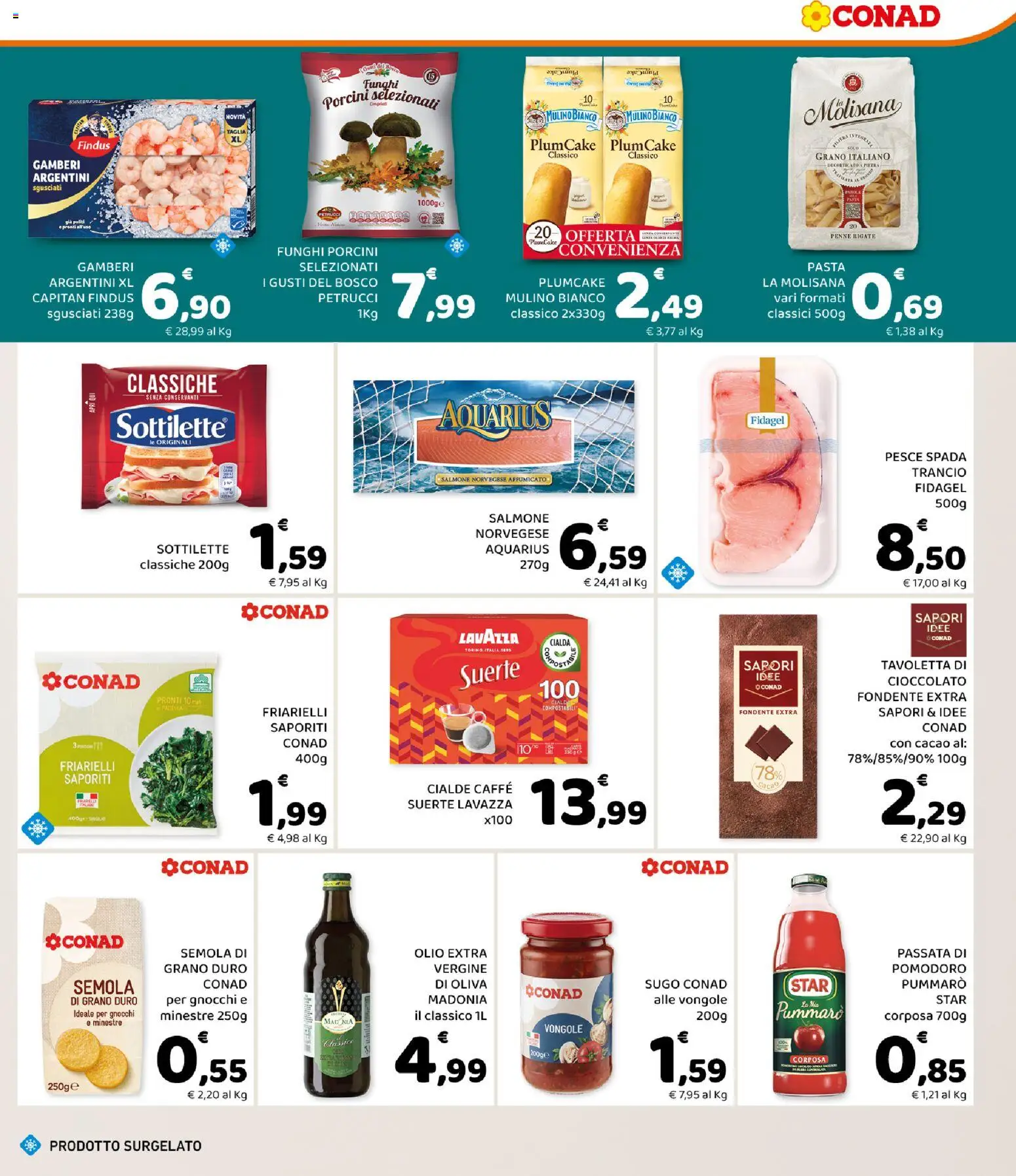 Anteprima dell'opuscolo Conad volantino Convenienza Più Sicilia dal negozio Conad valido da 28/10/2026 - Pasta, Caffè, Friarielli, Funghi, Vongole, Penne, Cacao, Olio extra vergine