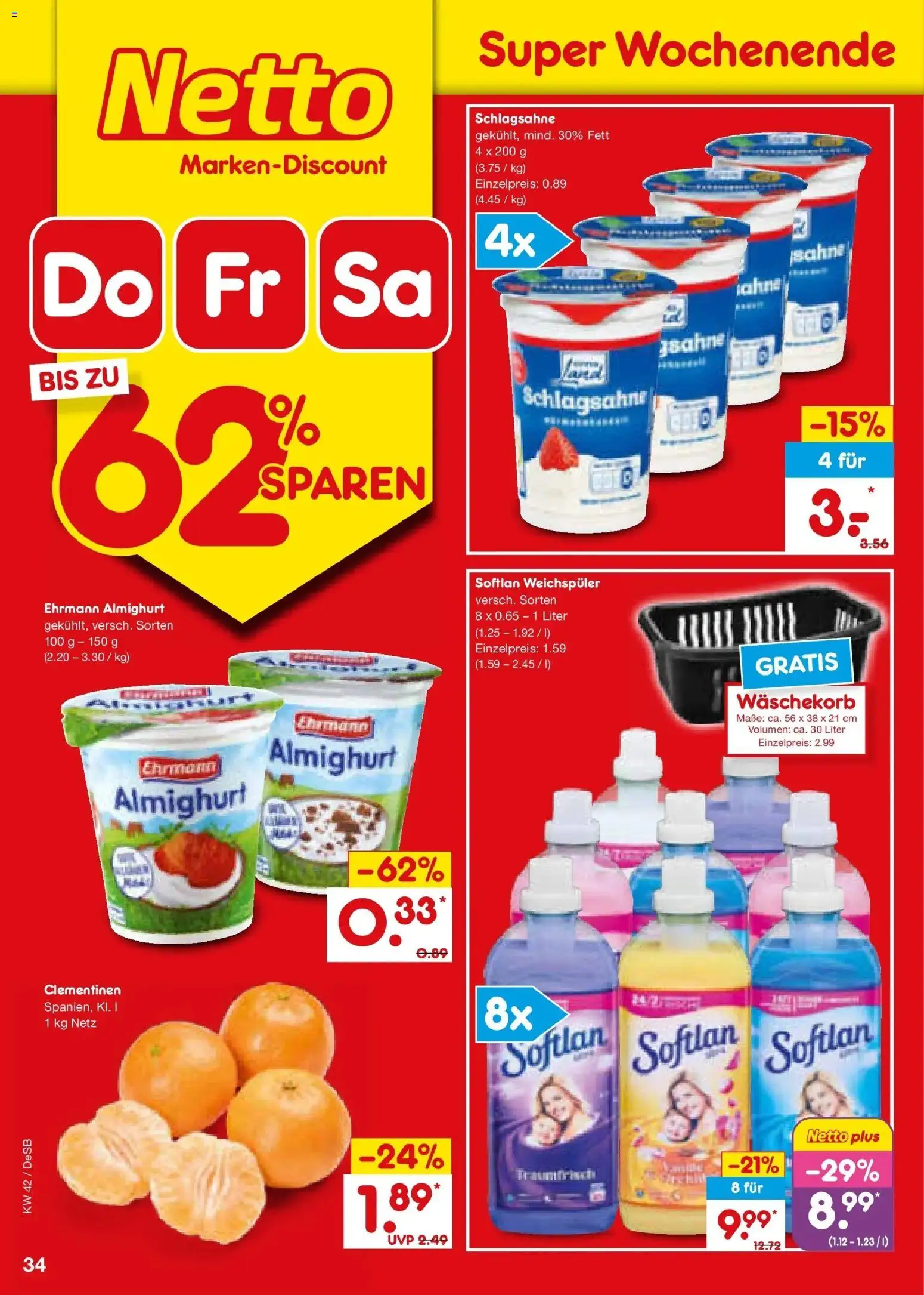 Vorschau von dem Prospekt des Geschäftes Netto Marken-Discount, gültig ab dem 12.10.2026 - Schlagsahne, Sahne, Weichspüler, Ehrmann almighurt