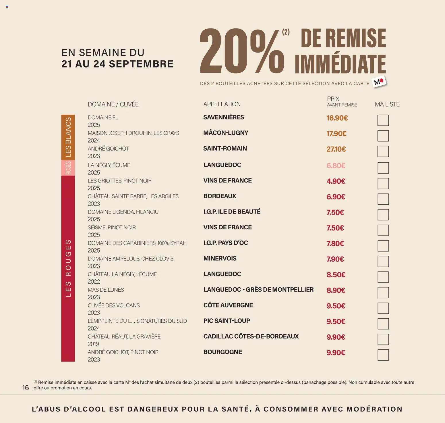 Prévisualisation de Monoprix - Calendrier foire aux vins du magasin Monoprix formulaire valide 11/09/2026 - Bourgogne, Pinot noir