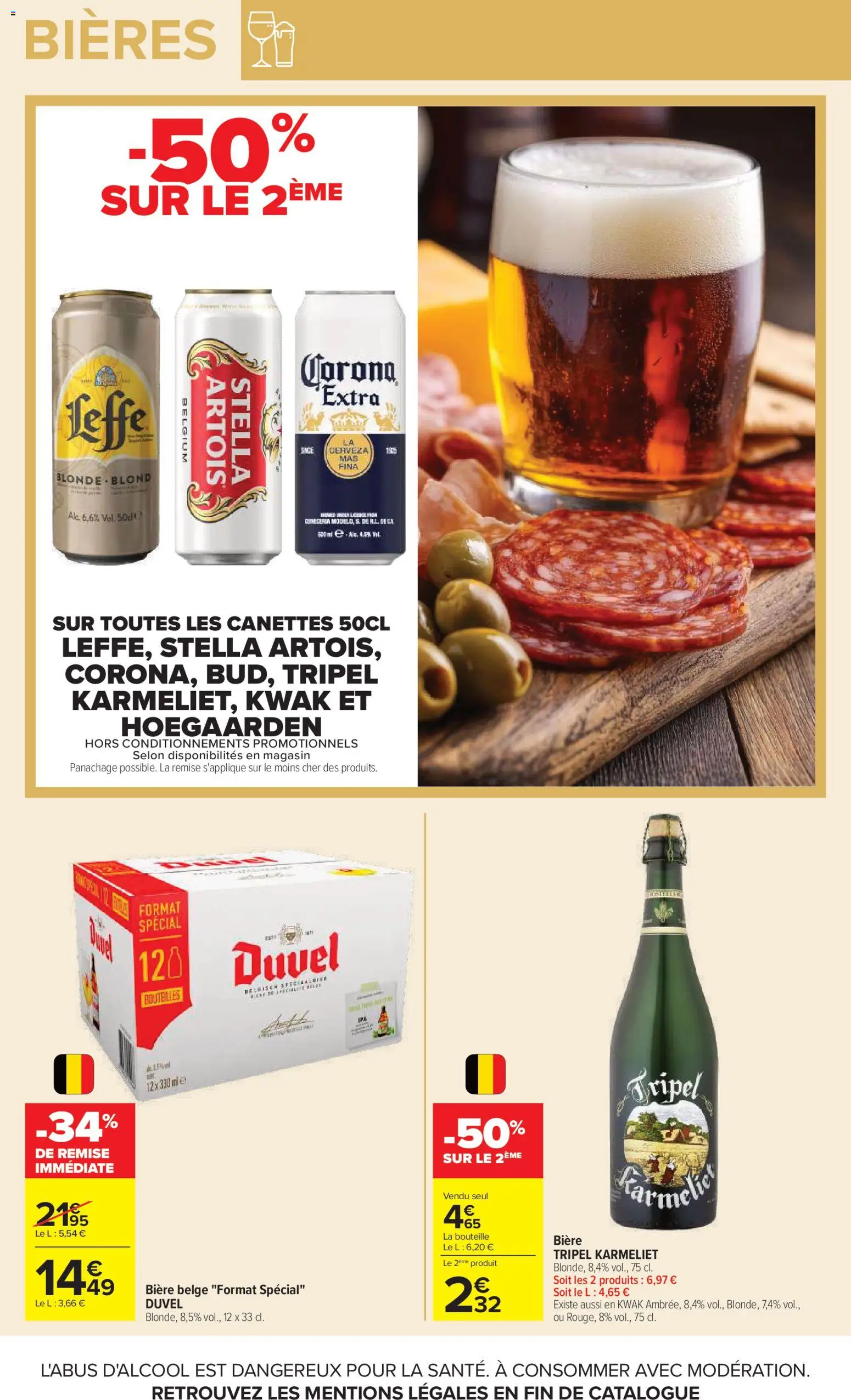 Prévisualisation de Carrefour Vos promos du quotidien du magasin Carrefour formulaire valide 27/10/2026 - Bière, Bouteille, Leffe, Bière belge