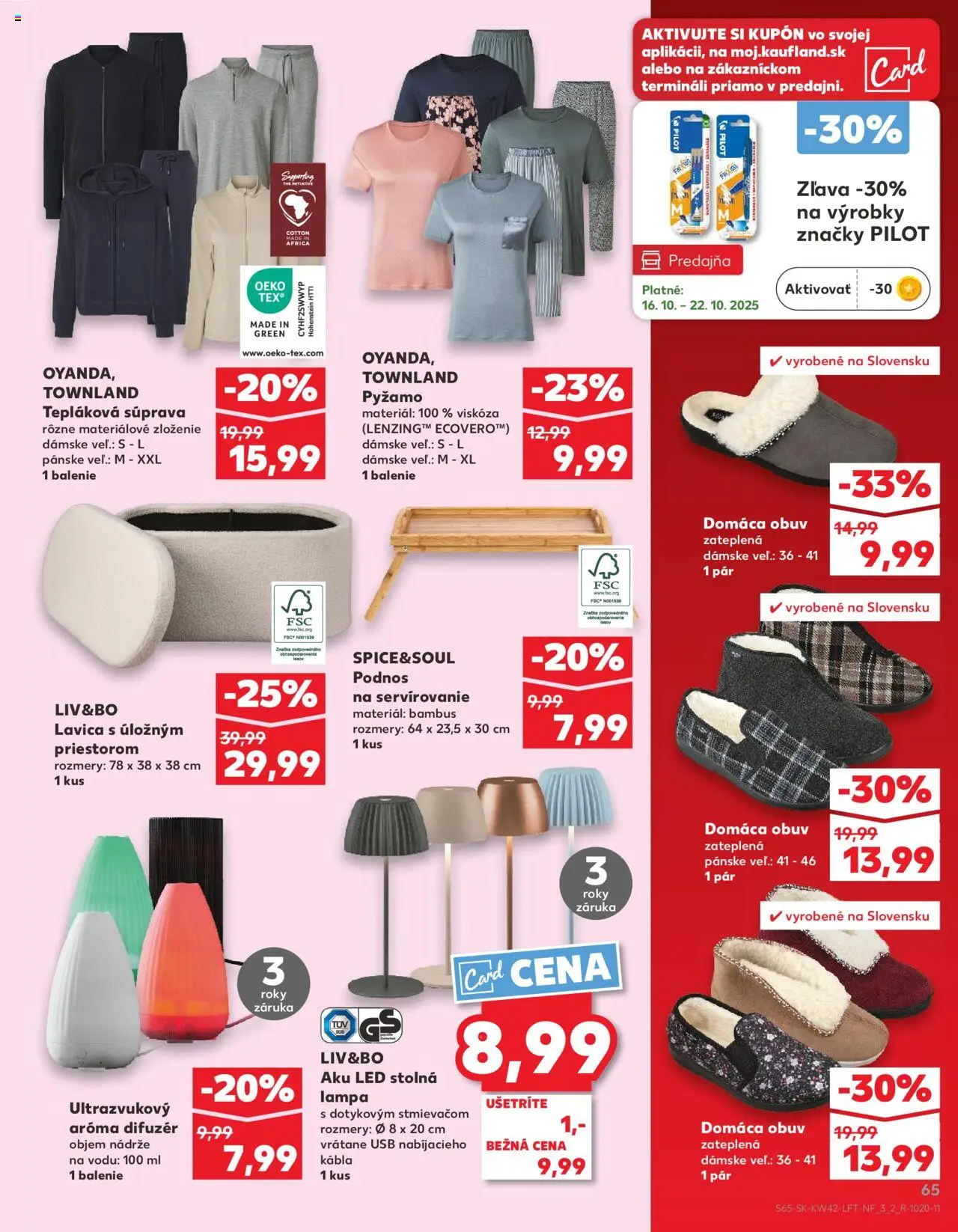 Náhľad Kaufland letáku platného od 16.10.2025 - Lampa, Pyžamo, USB, Led, Lavica, Stolná lampa, Difúzer, Aroma difúzer