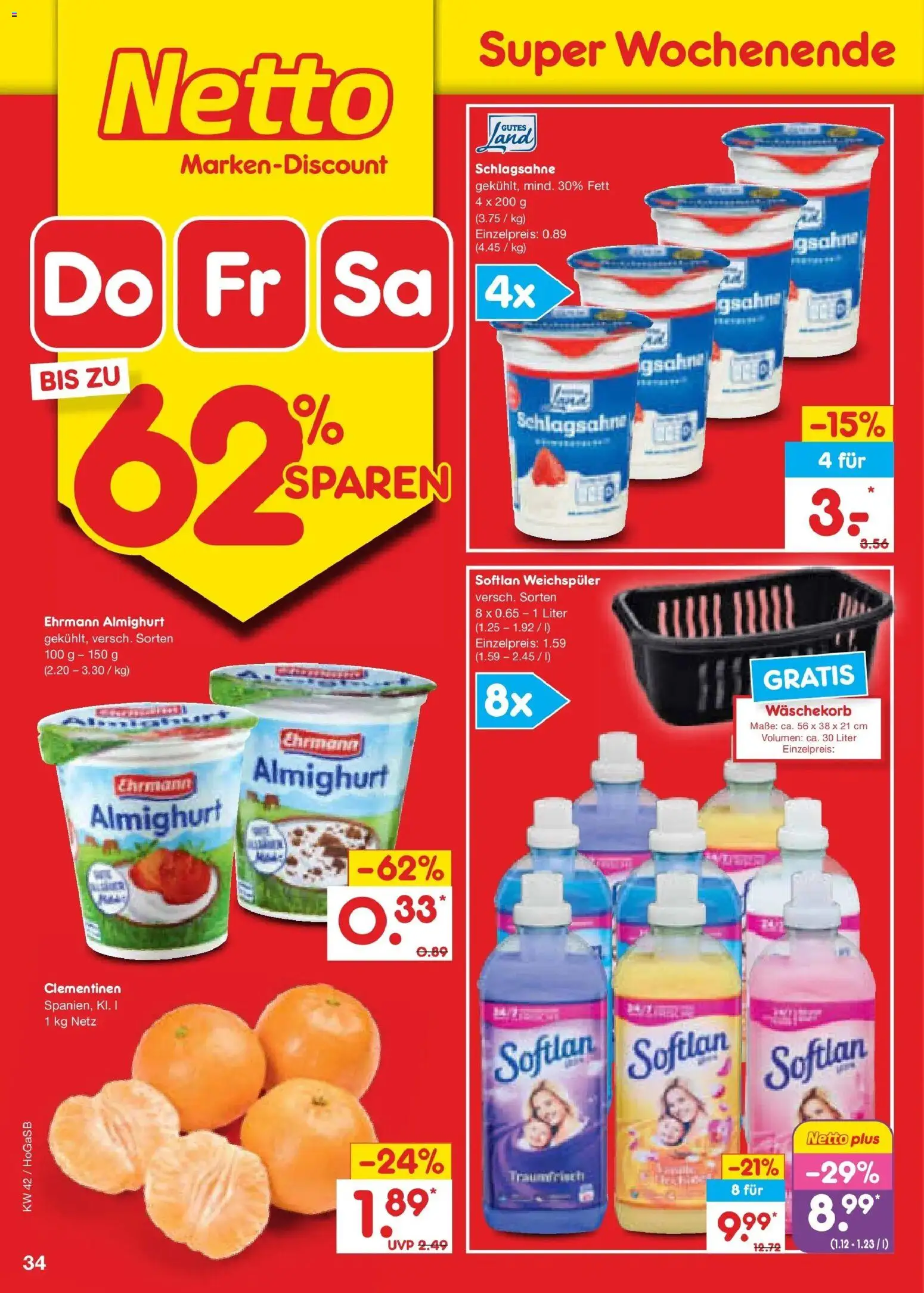 Vorschau von dem Prospekt des Geschäftes Netto Marken-Discount, gültig ab dem 12.10.2026 - Schlagsahne, Weichspüler, Ehrmann almighurt