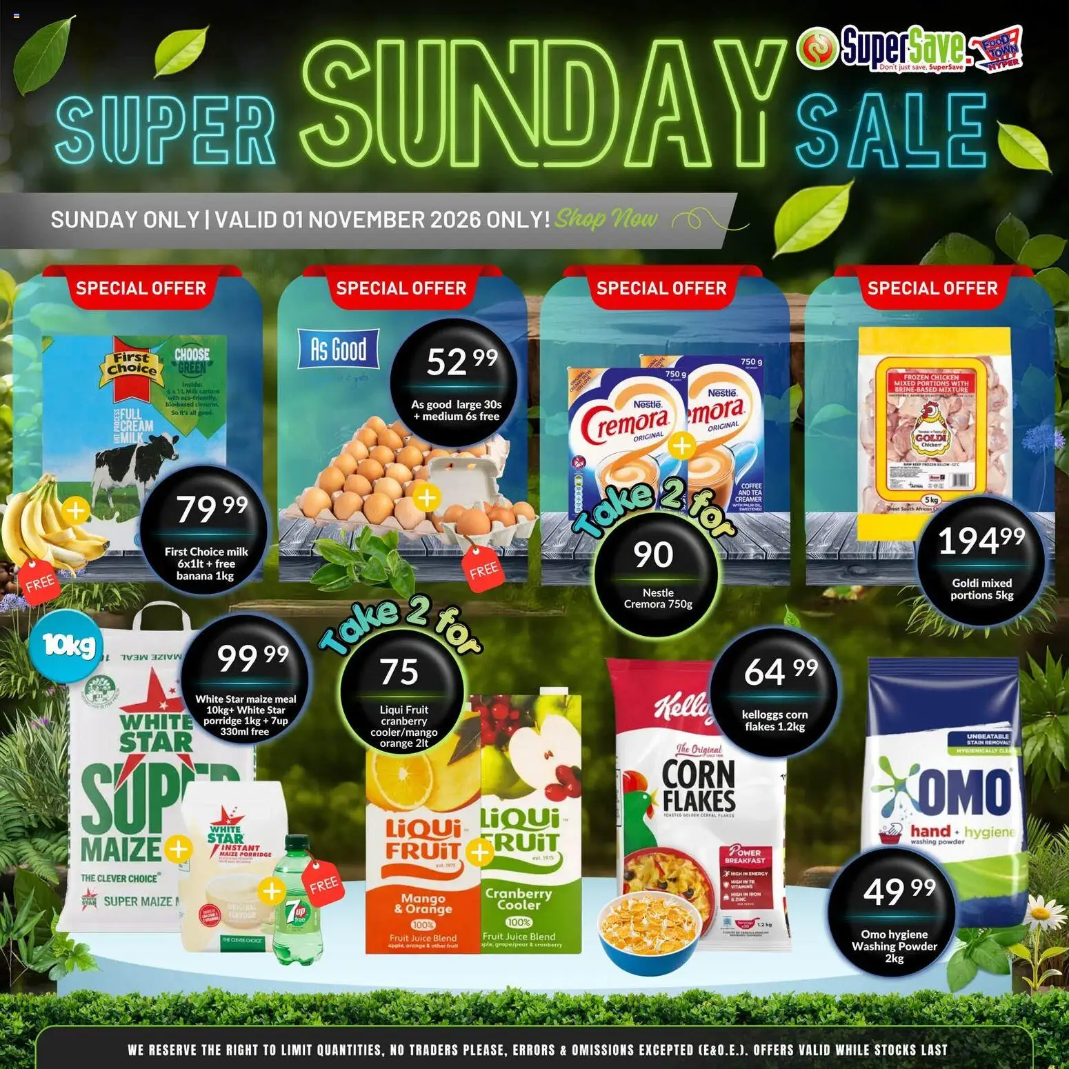 Preview of Super Save flyer valid from 01/11/2026 - Chicken, Mango, Fruit, Milk, Maize meal, Corn flakes, Powder, Cooler