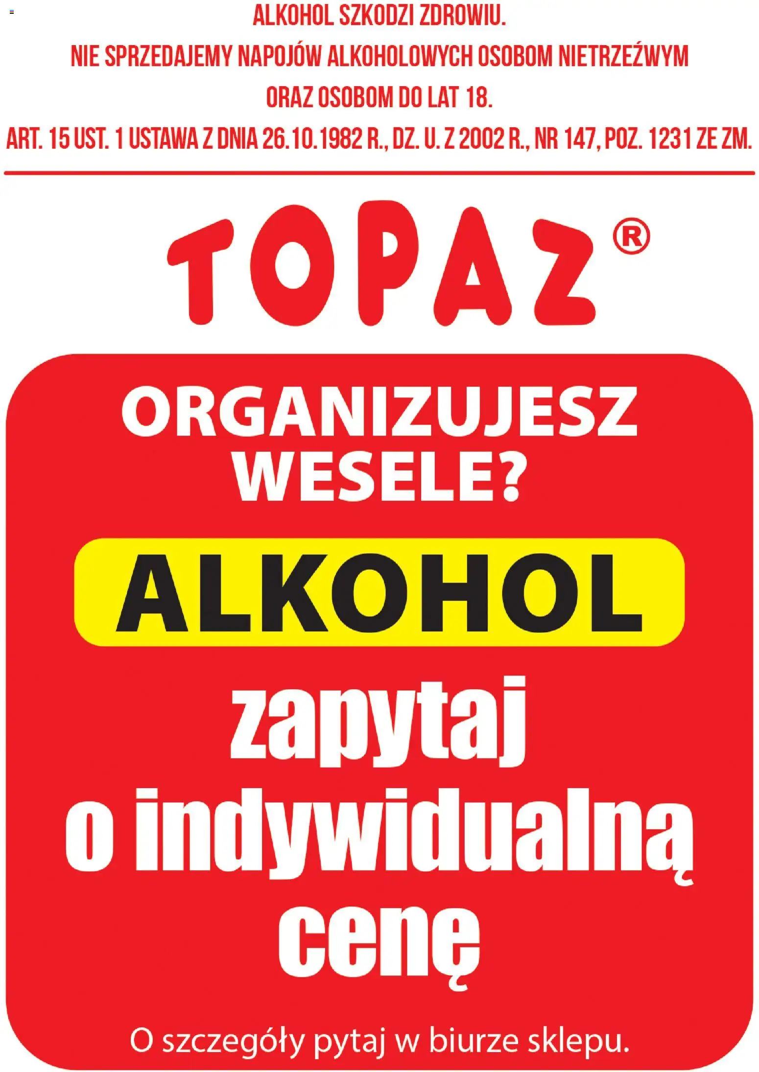 Pogląd gazetki "Topaz gazetka alkoholowa" ze sklepu Topaz ważnej od 01.09.2026