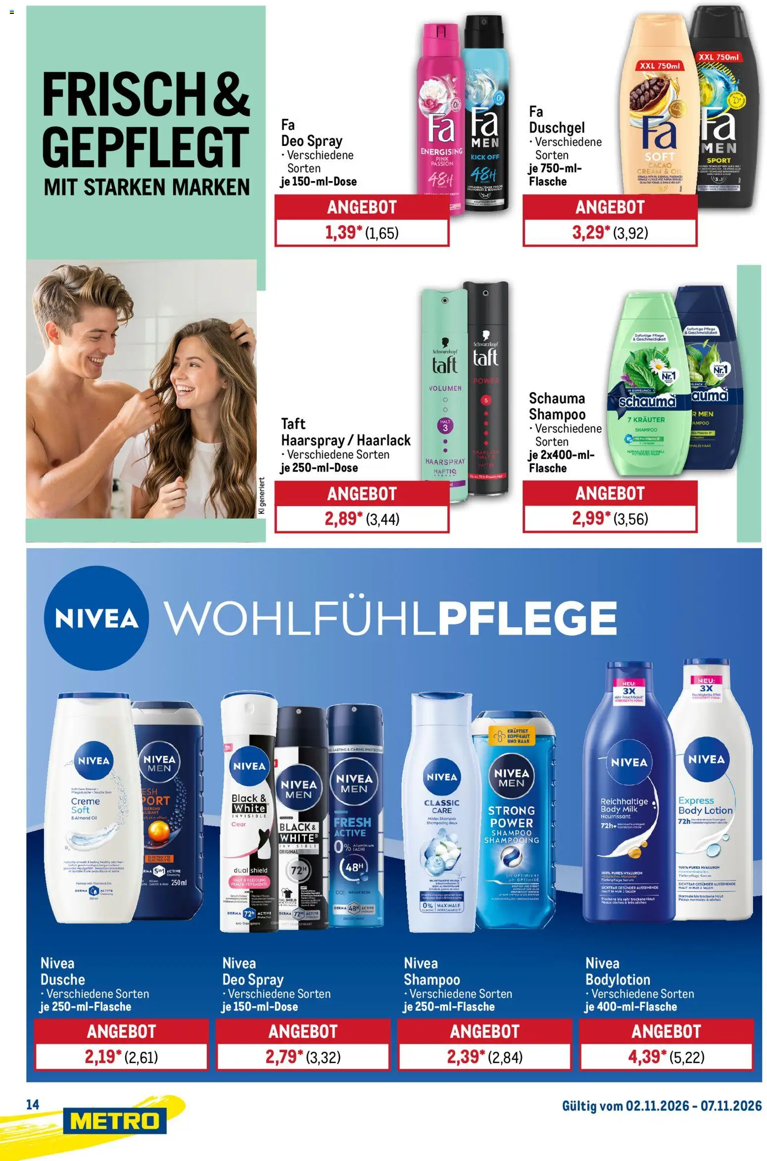 Vorschau von dem Prospekt des Geschäftes Metro, gültig ab dem 02.11.2026 - Dusche, Shampoo, Creme, Duschgel, Antitranspirant, Body Lotion, Fa duschgel, Body Milk