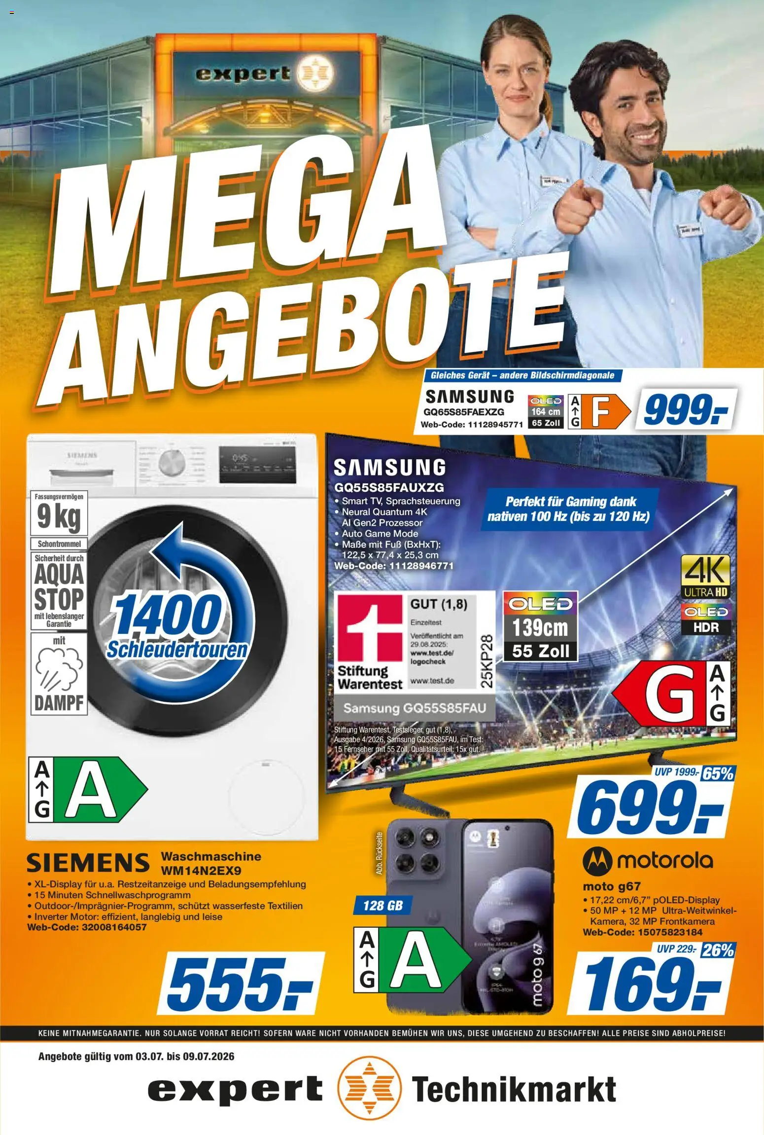 Vorschau von dem Prospekt des Geschäftes Expert, gültig ab dem 03.07.2026 - Samsung, Waschmaschine, Siemens, Fernseher