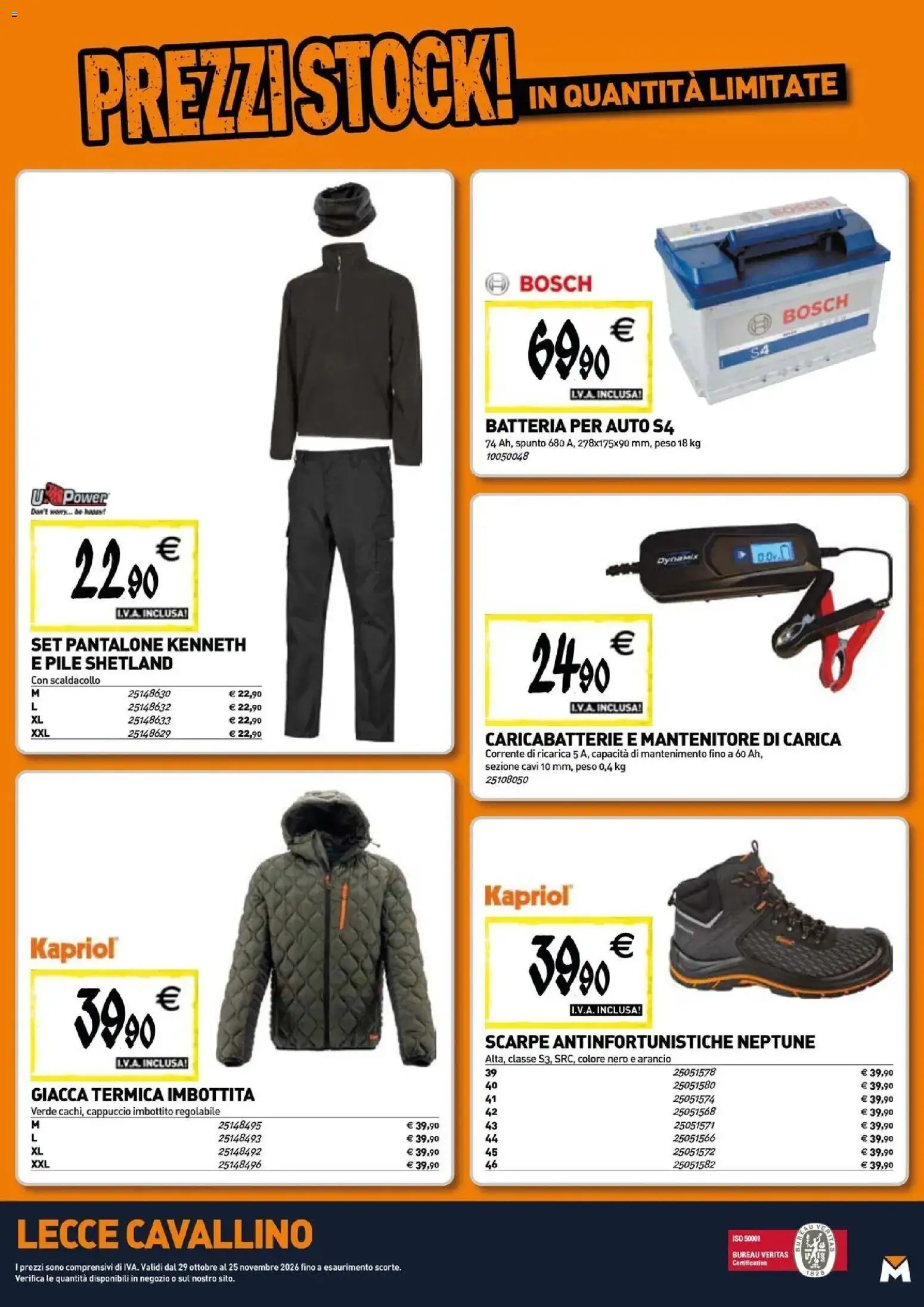 Anteprima dell'opuscolo TECNOMAT catalogo Cavallino dal negozio TECNOMAT valido da 29/10/2026 - Scarpe, Batteria, Caricabatterie, Giacca, Pile, Cappuccio, Batteria per auto
