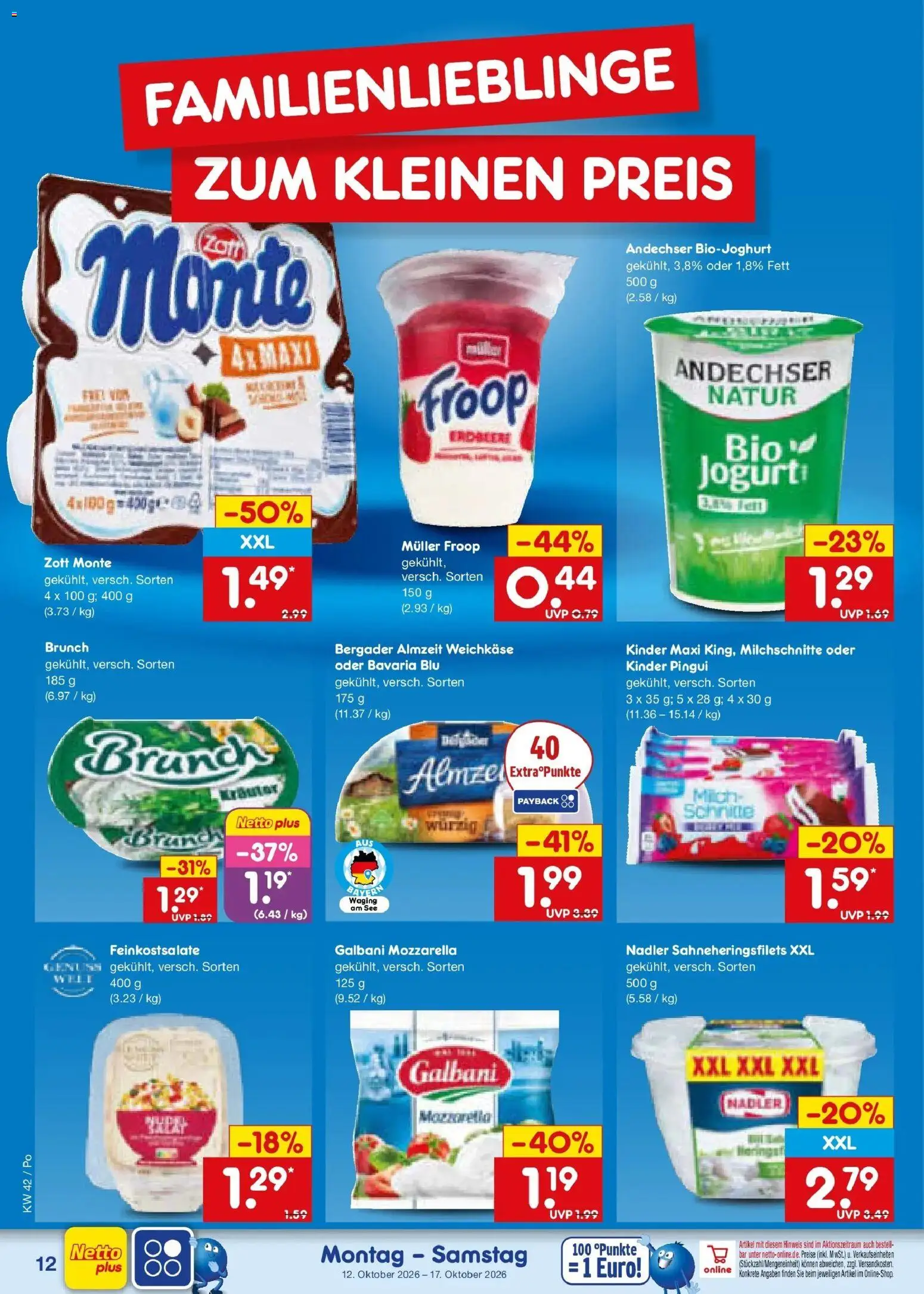 Vorschau von dem Prospekt des Geschäftes Netto Marken-Discount, gültig ab dem 12.10.2026 - Mozzarella, Milch, Froop