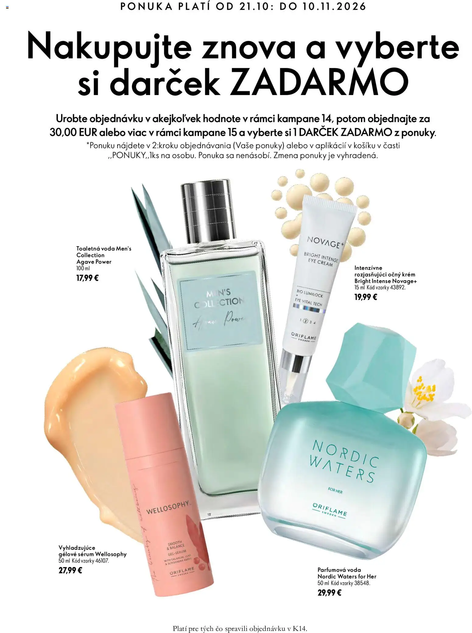 Náhľad Oriflame letáku platného od 21.10.2026 - Voda, Krém, Agáve, Toaletná voda