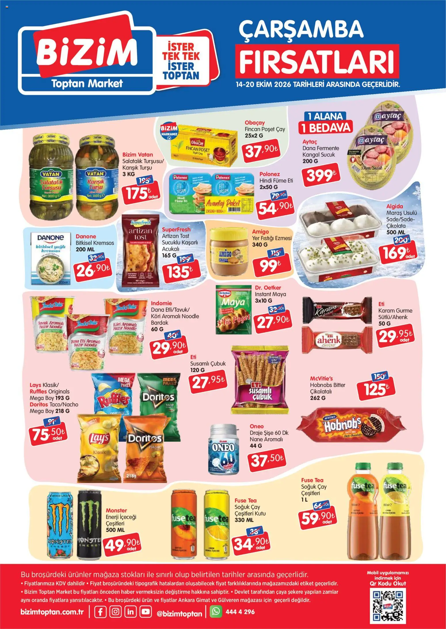 Bizim Toptan Bizim Toptan Katalog 14.10.2026 - Broşürünün önizlemesi - Çikolata, Çay, Sucuk, Yer fıstığı, Kutu, Bardak, Hindi füme, Soğuk çay