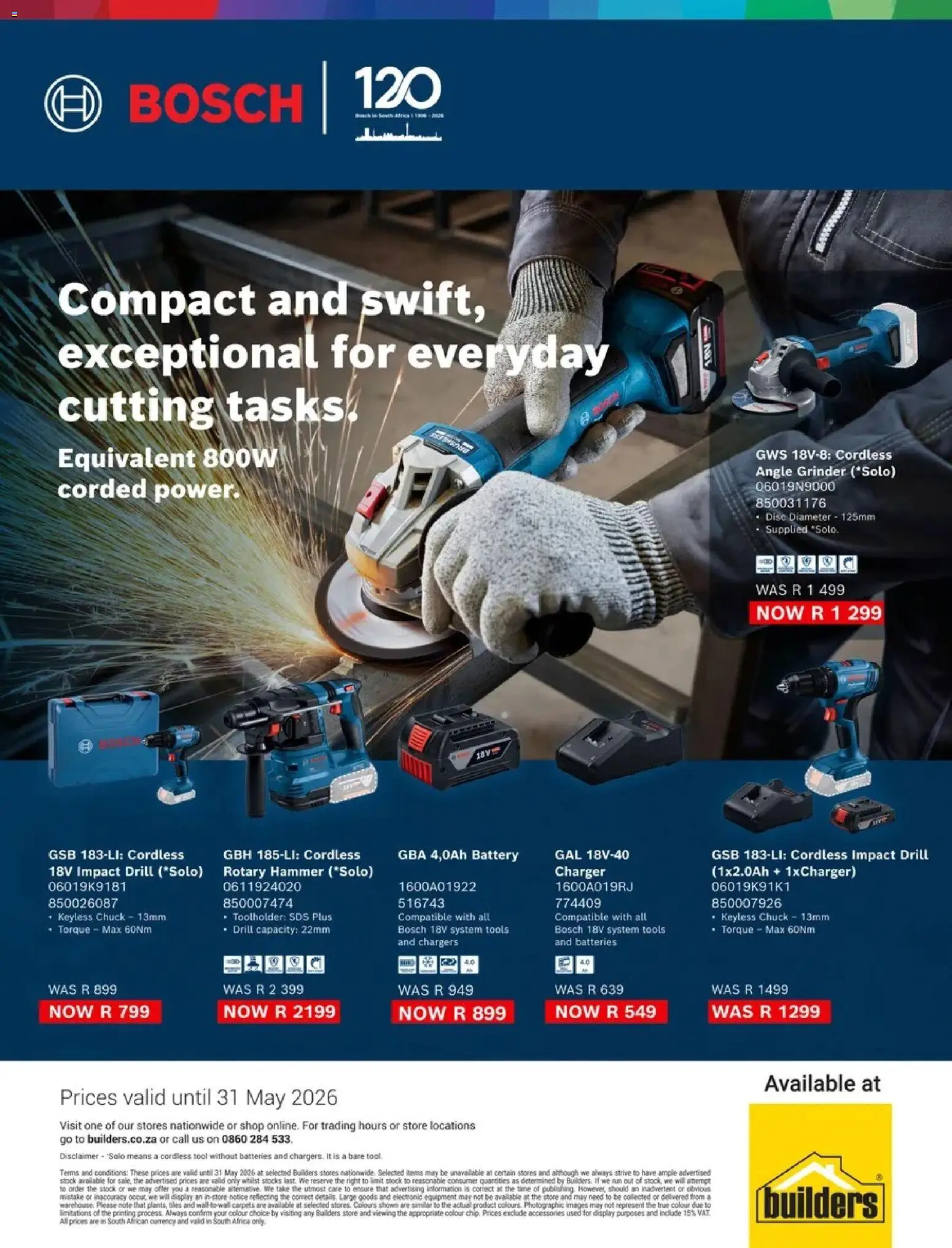 Preview of Builders flyer valid from 19/01/2026 - Battery, Grinder, Drill, Stock, Hammer, Angle grinder, Charger, Rotary hammer