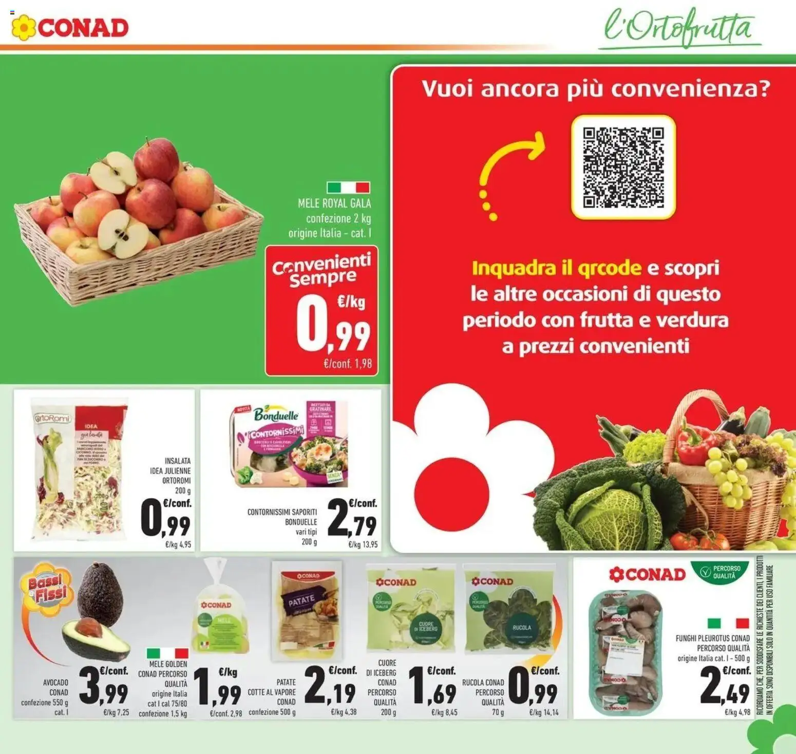Anteprima dell'opuscolo Conad volantino Brembate di Sopra dal negozio Conad valido da 21/10/2026 - Avocado, Funghi, Insalata, Frutta, Rucola, Patate, Mele