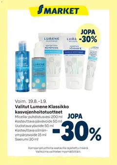 Kaupan S-market S-market - Valitut Lumene Klassikko kasvojenhoitotuotteet esikatselu, voimassa 19/08/2026